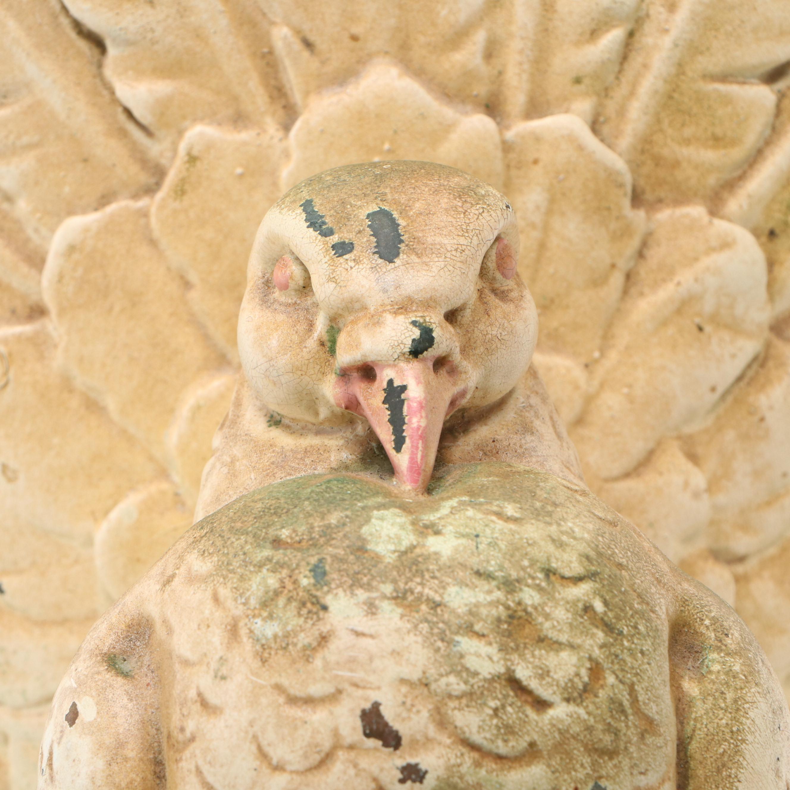 Painted Cast Iron Fantail Pigeon Figure, 20th Century