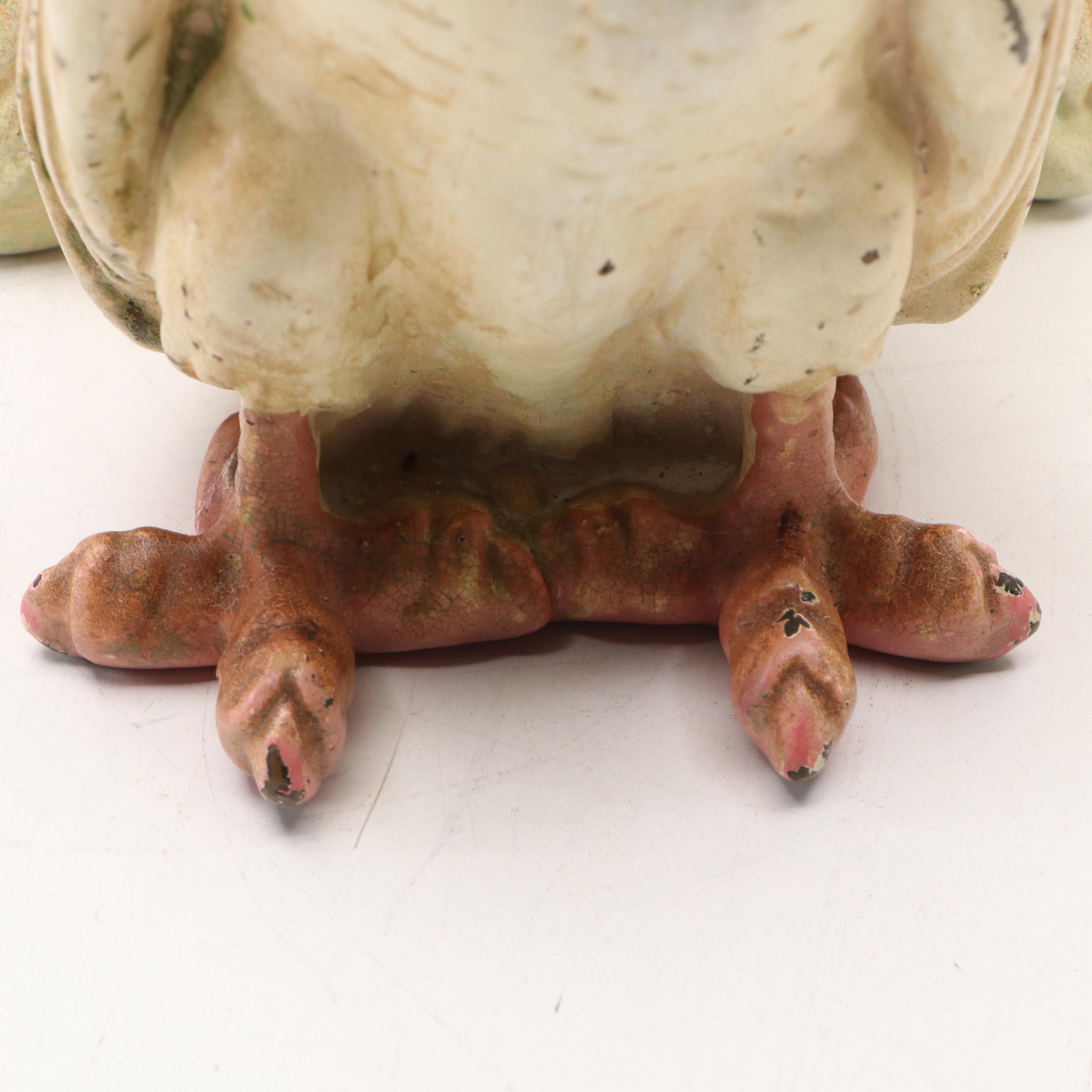 Painted Cast Iron Fantail Pigeon Figure, 20th Century