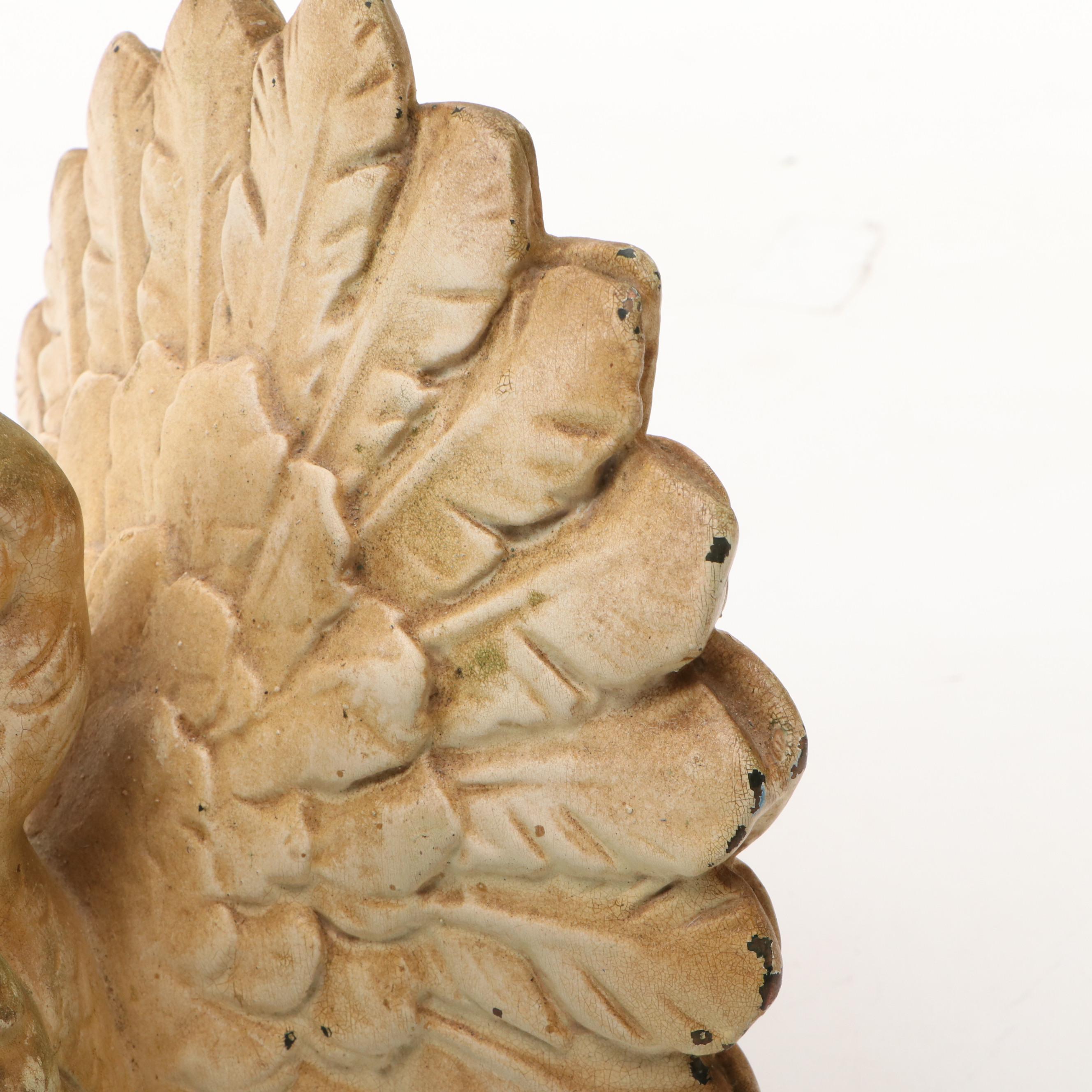 Painted Cast Iron Fantail Pigeon Figure, 20th Century