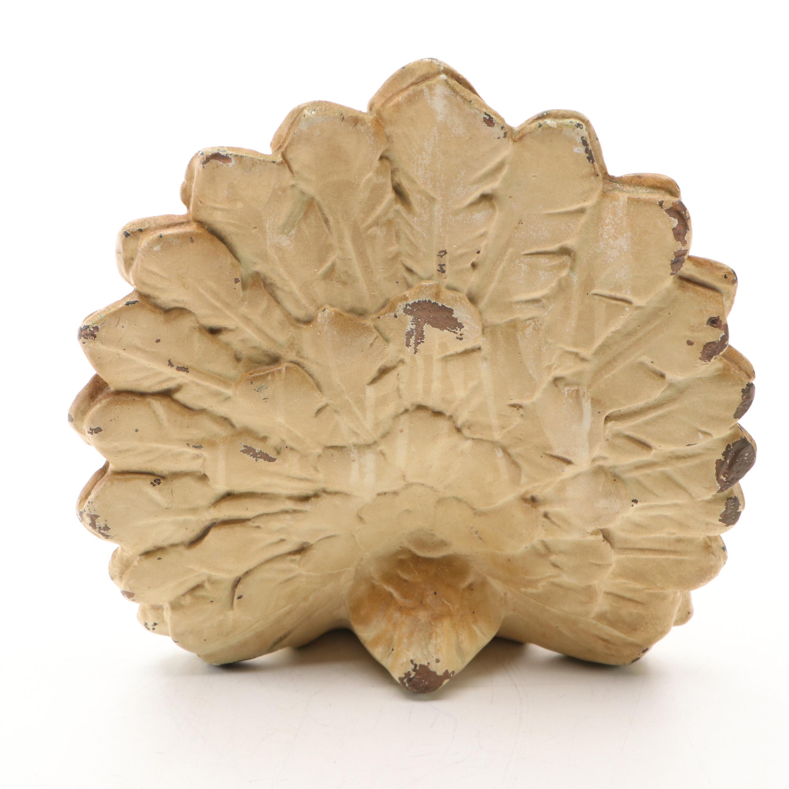 Painted Cast Iron Fantail Pigeon Figure, 20th Century