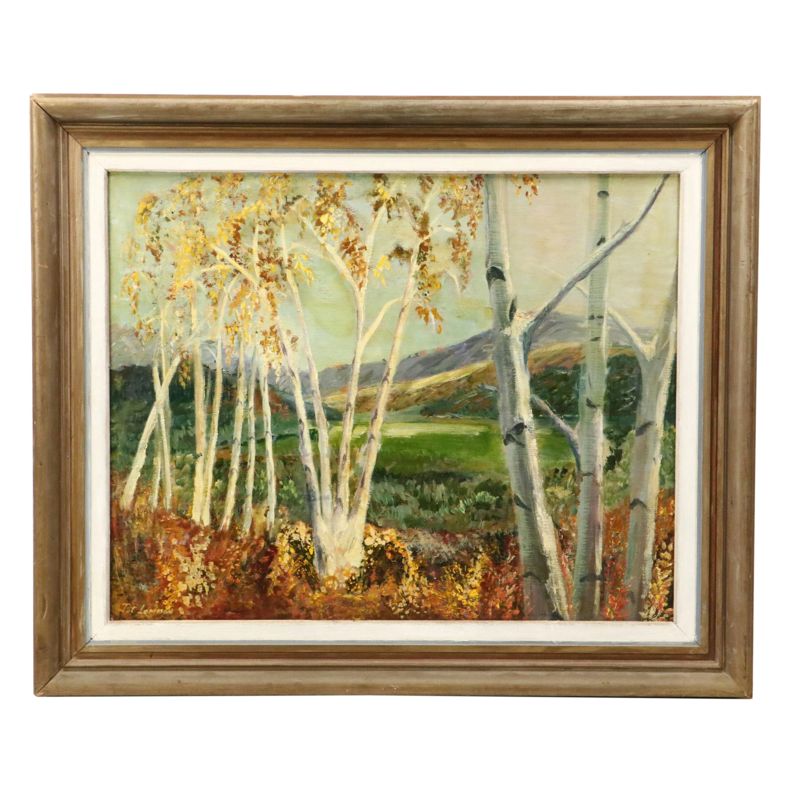 Pat Lemmon Impressionist Autumn Valley Landscape Oil Painting