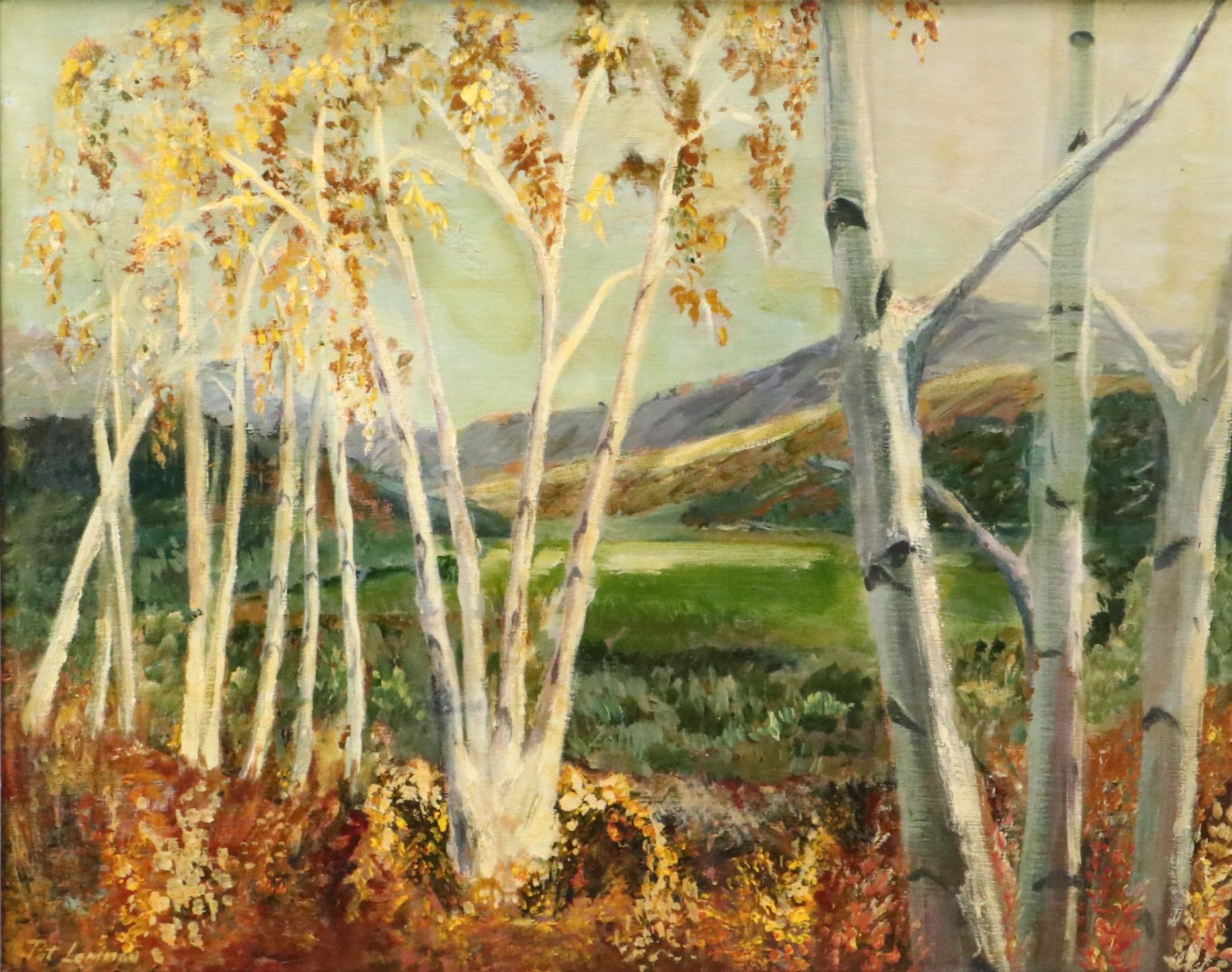 Pat Lemmon Impressionist Autumn Valley Landscape Oil Painting