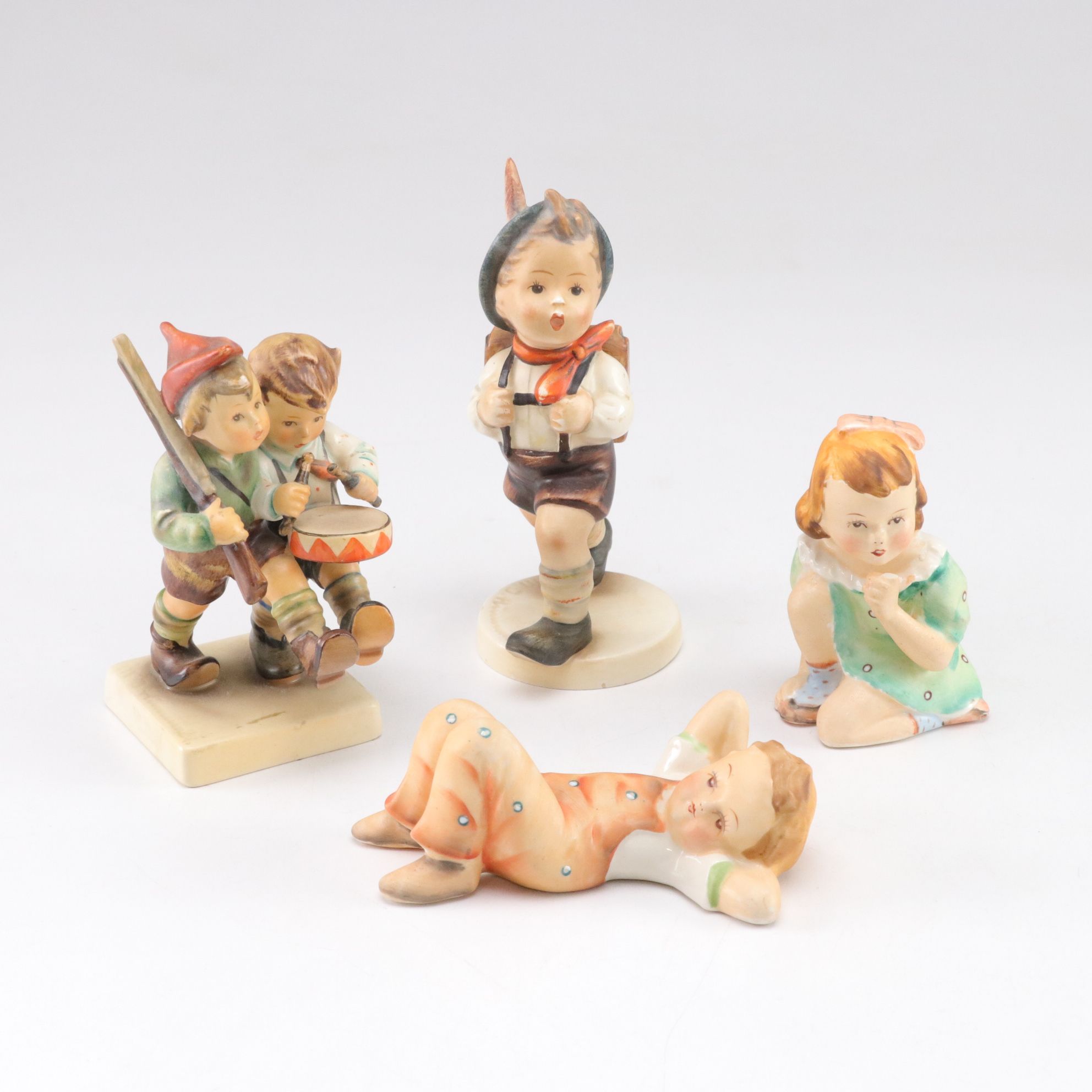 Goebel "Volunteers" and "School Boy" Hummel Figures with Maruri Japan Figurines