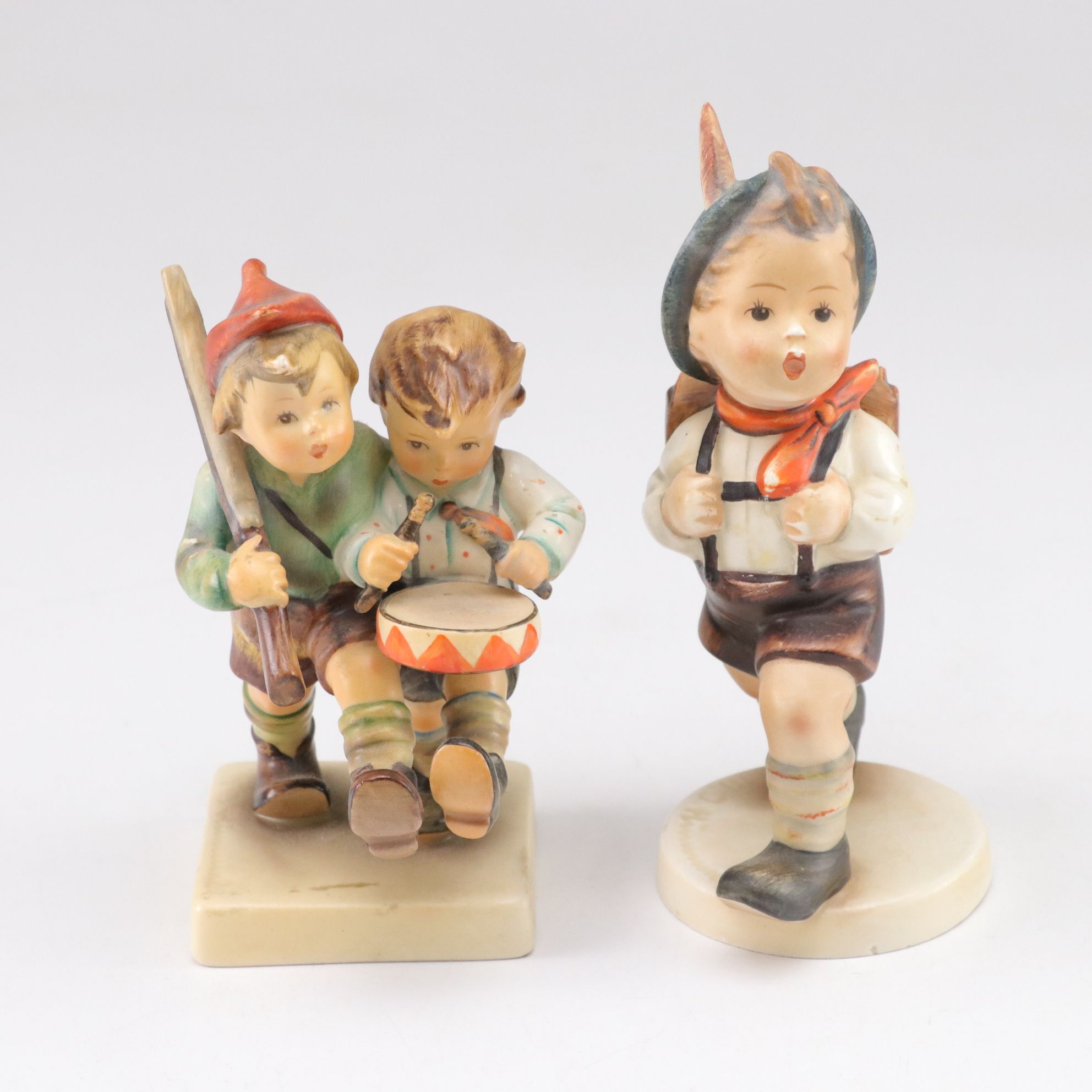 Goebel "Volunteers" and "School Boy" Hummel Figures with Maruri Japan Figurines