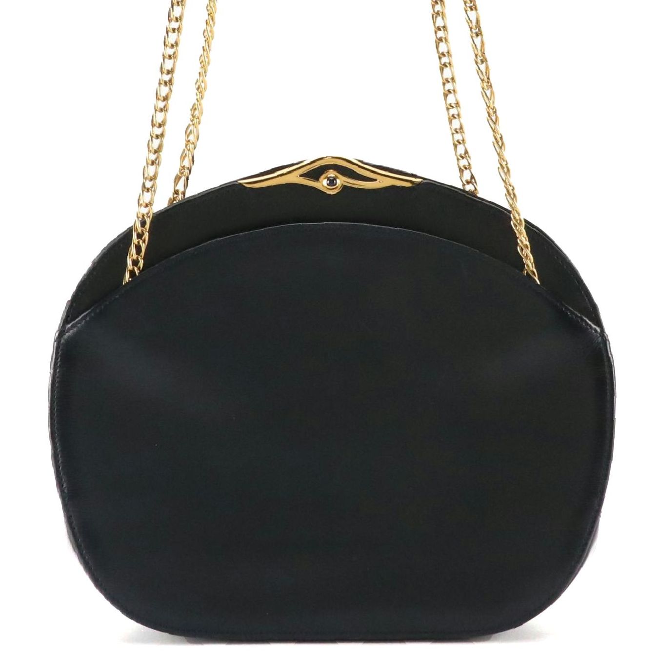 Cartier Gemstone Clasp Double Chain Bag in Navy Leather