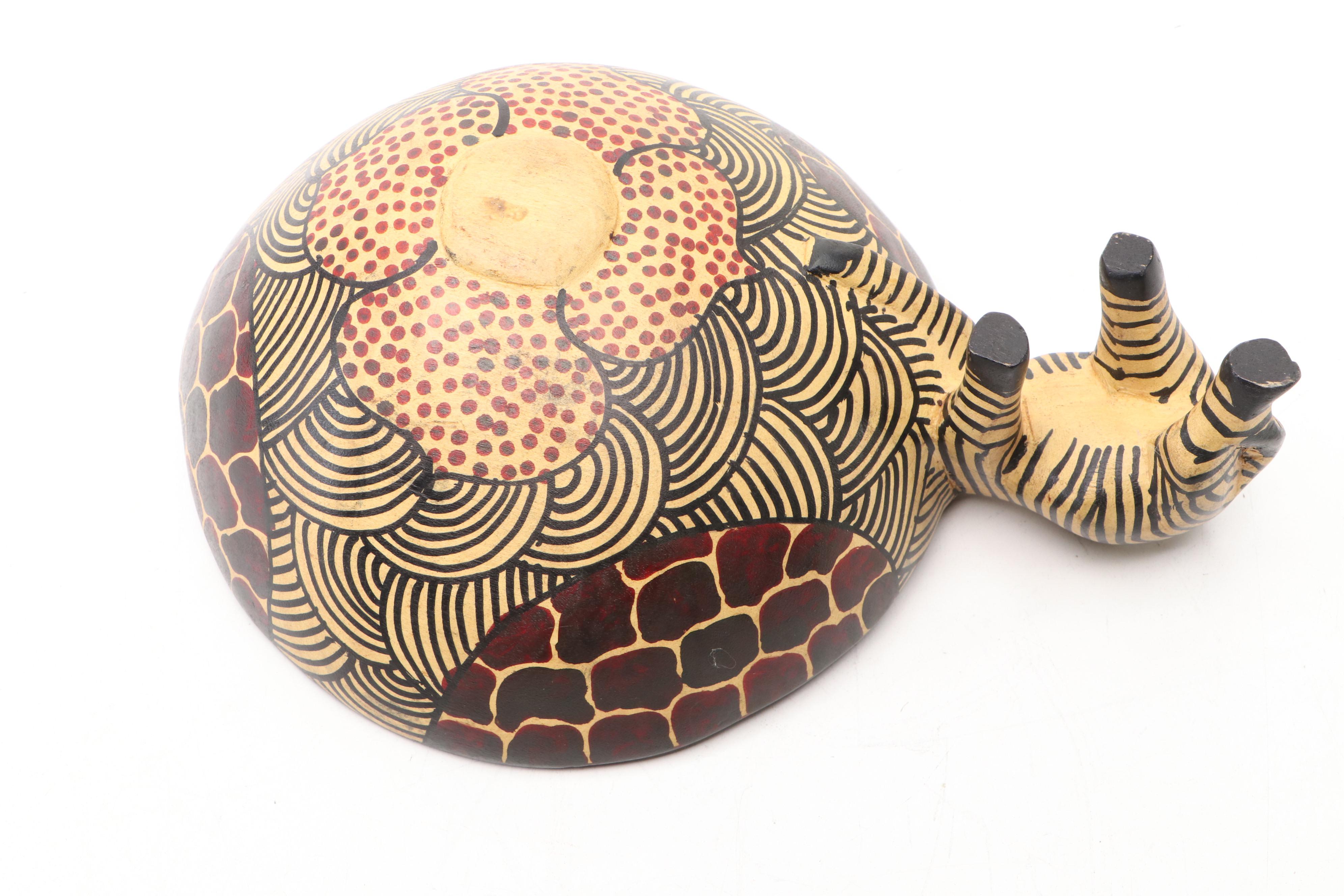 African Carved and Painted Wood Bread Basket and Snack Bowl