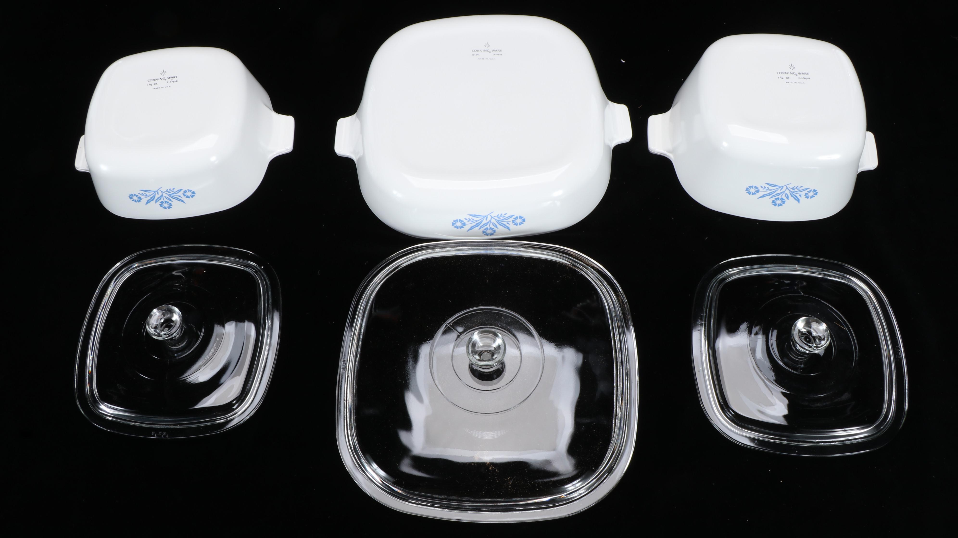 Corning Ware "Cornflower Blue" Casserole Dishes with Trivets and Coffee Pot