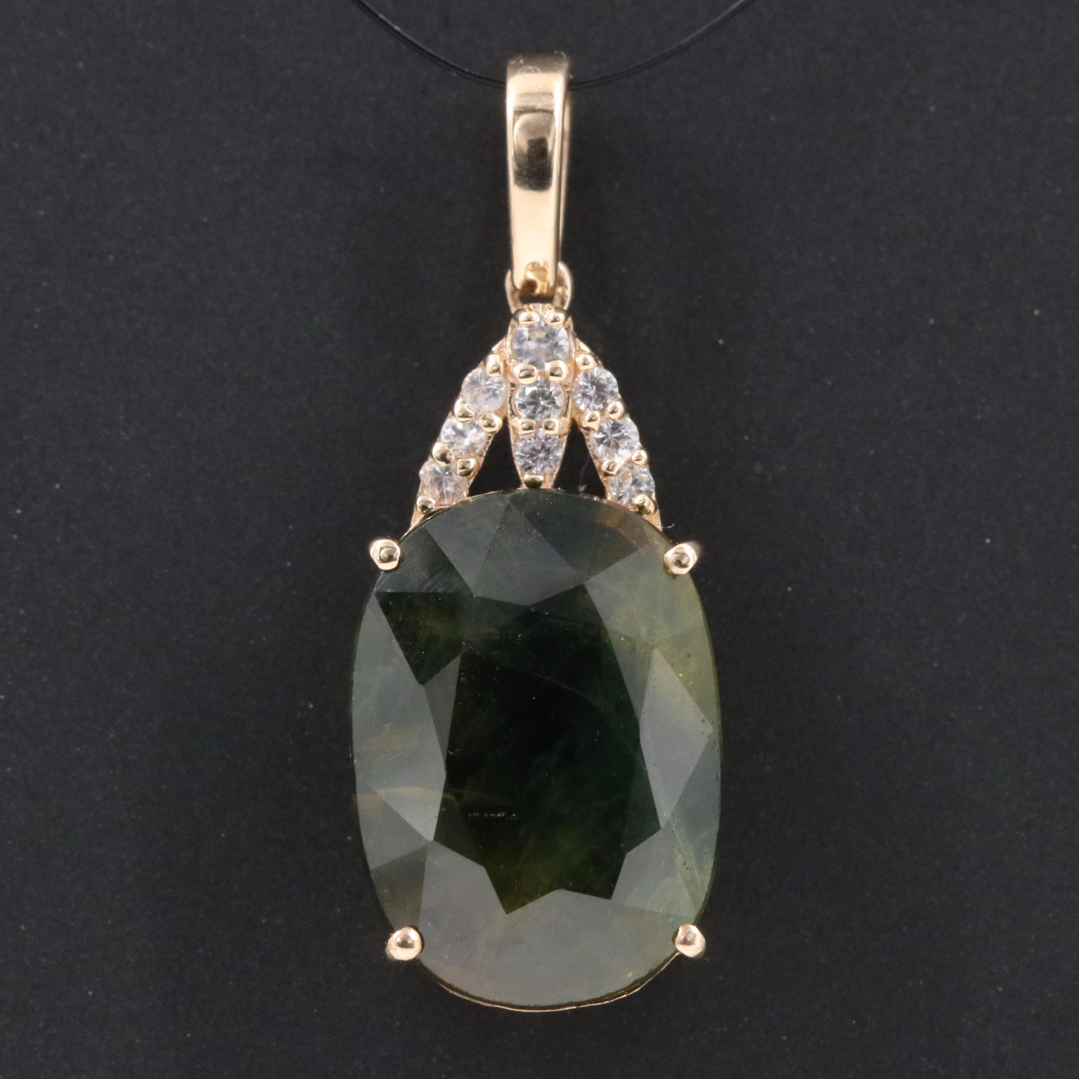 14K Sapphire and White Sapphire Pendant