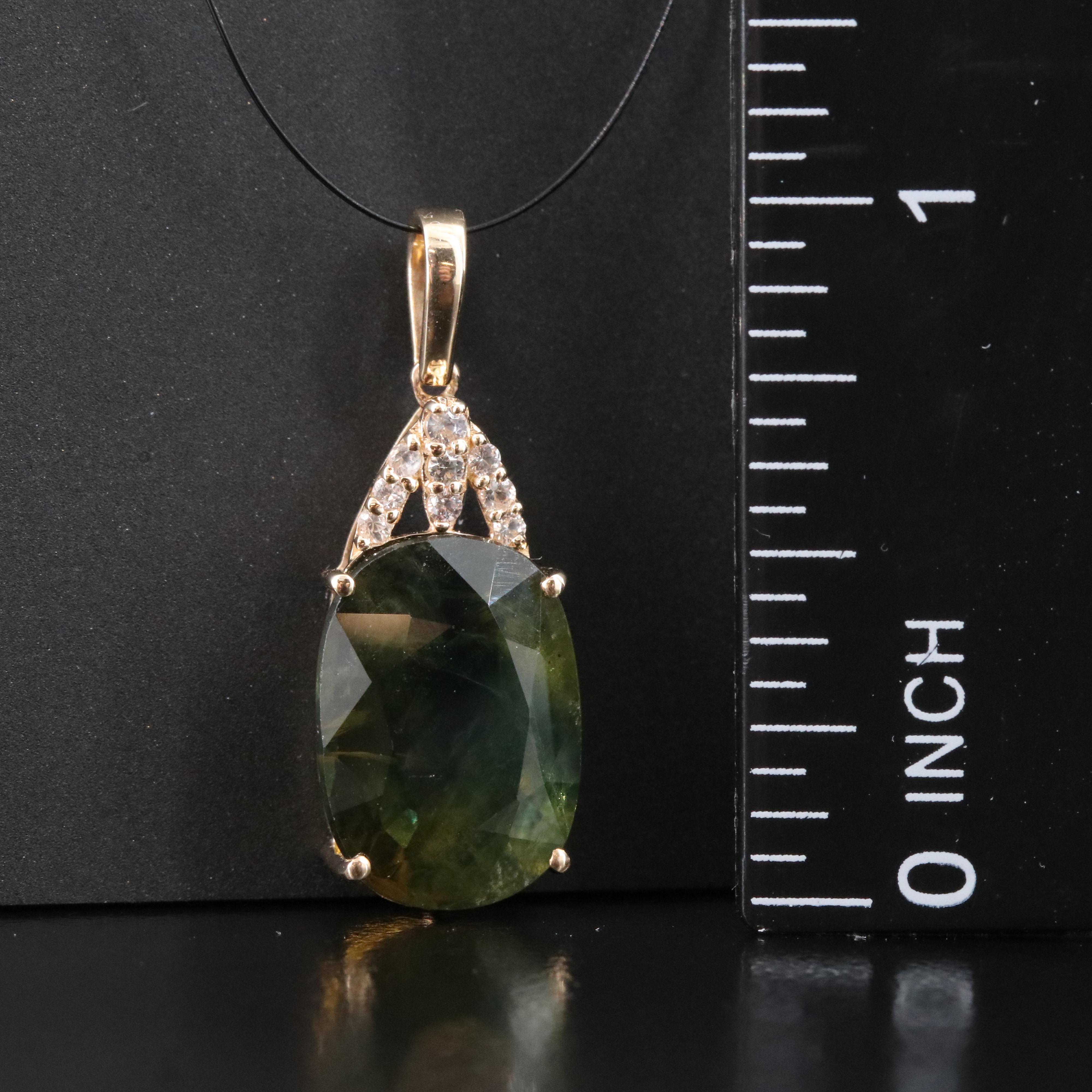 14K Sapphire and White Sapphire Pendant