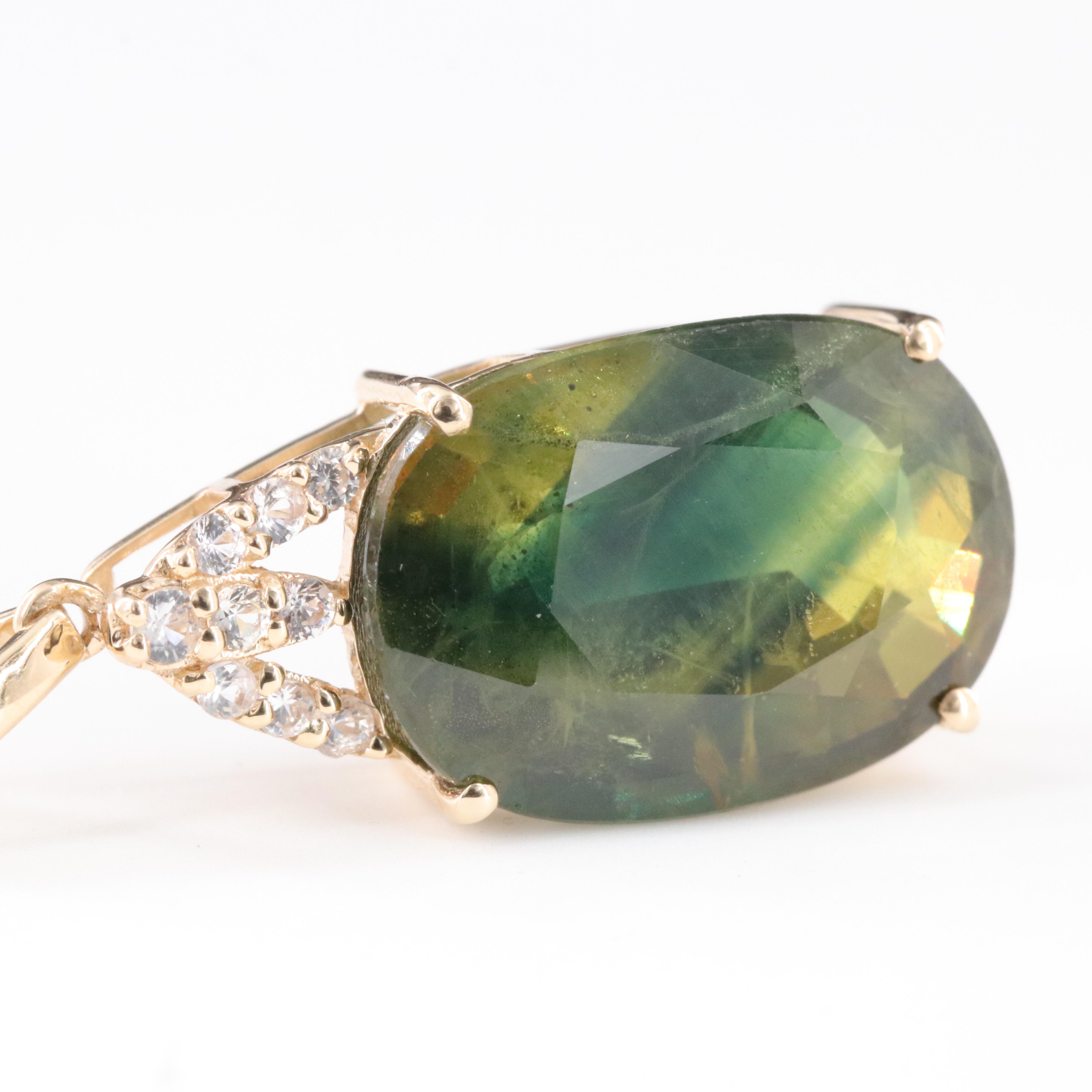 14K Sapphire and White Sapphire Pendant