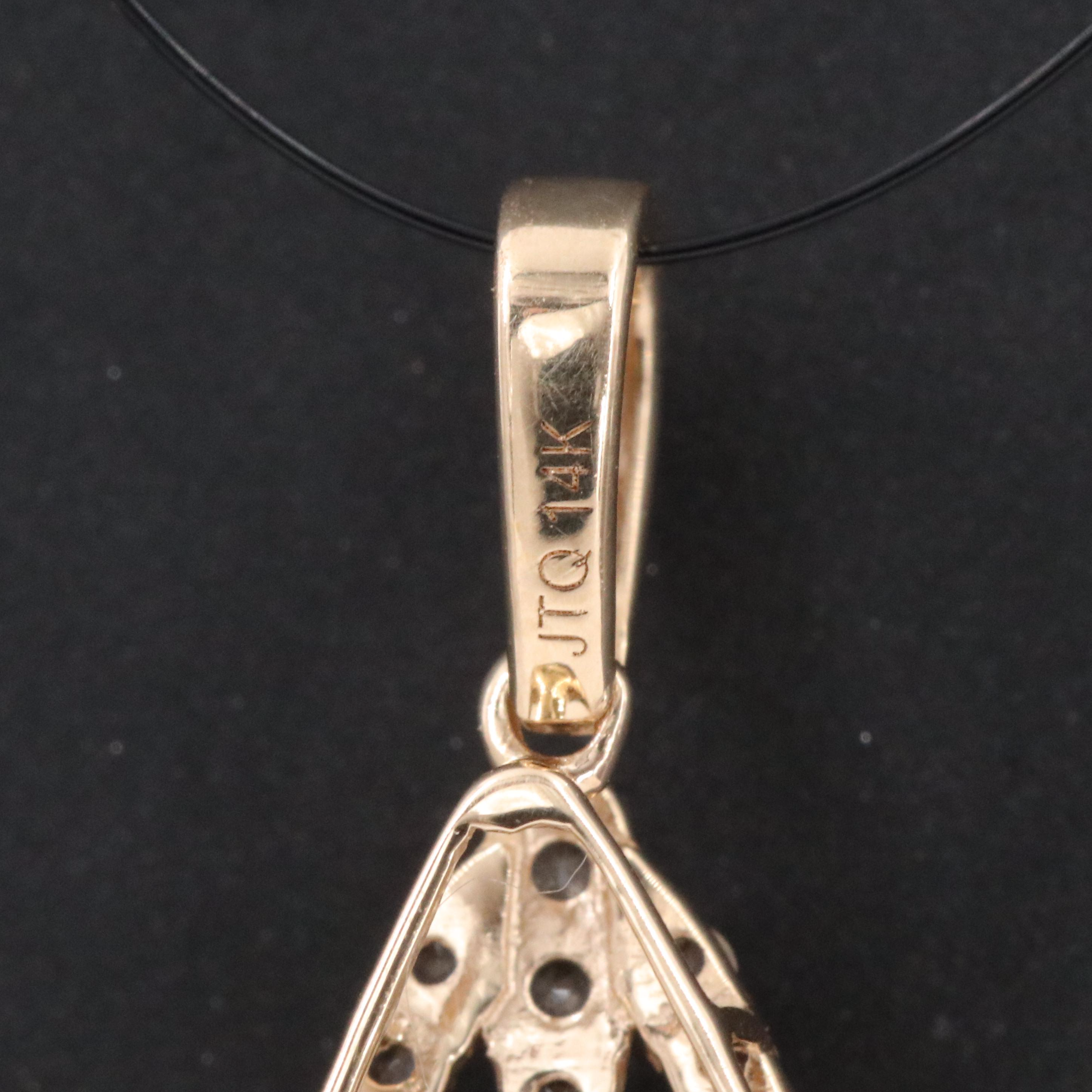 14K Sapphire and White Sapphire Pendant