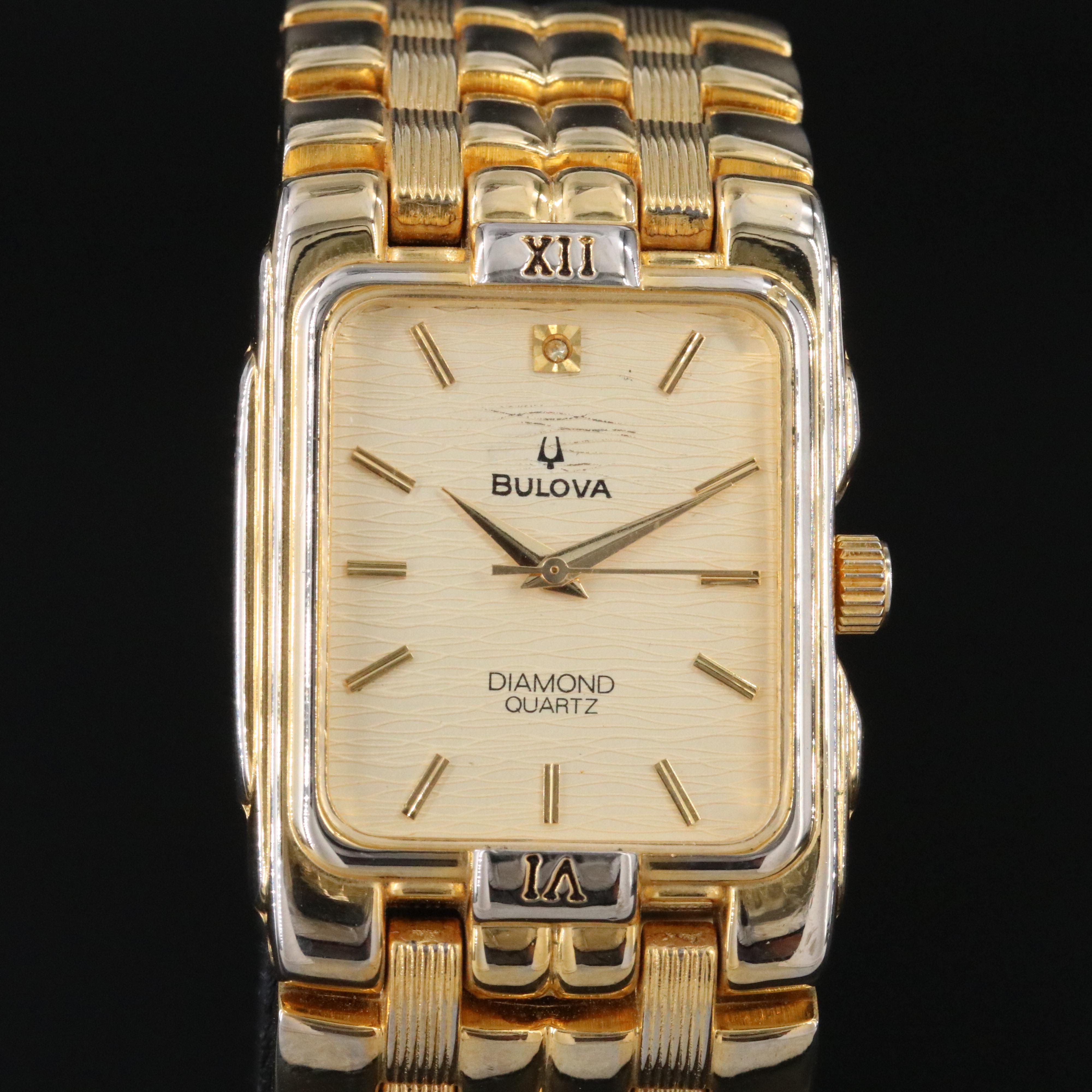 Bulova Diamond Accent Gold-Plated Watch