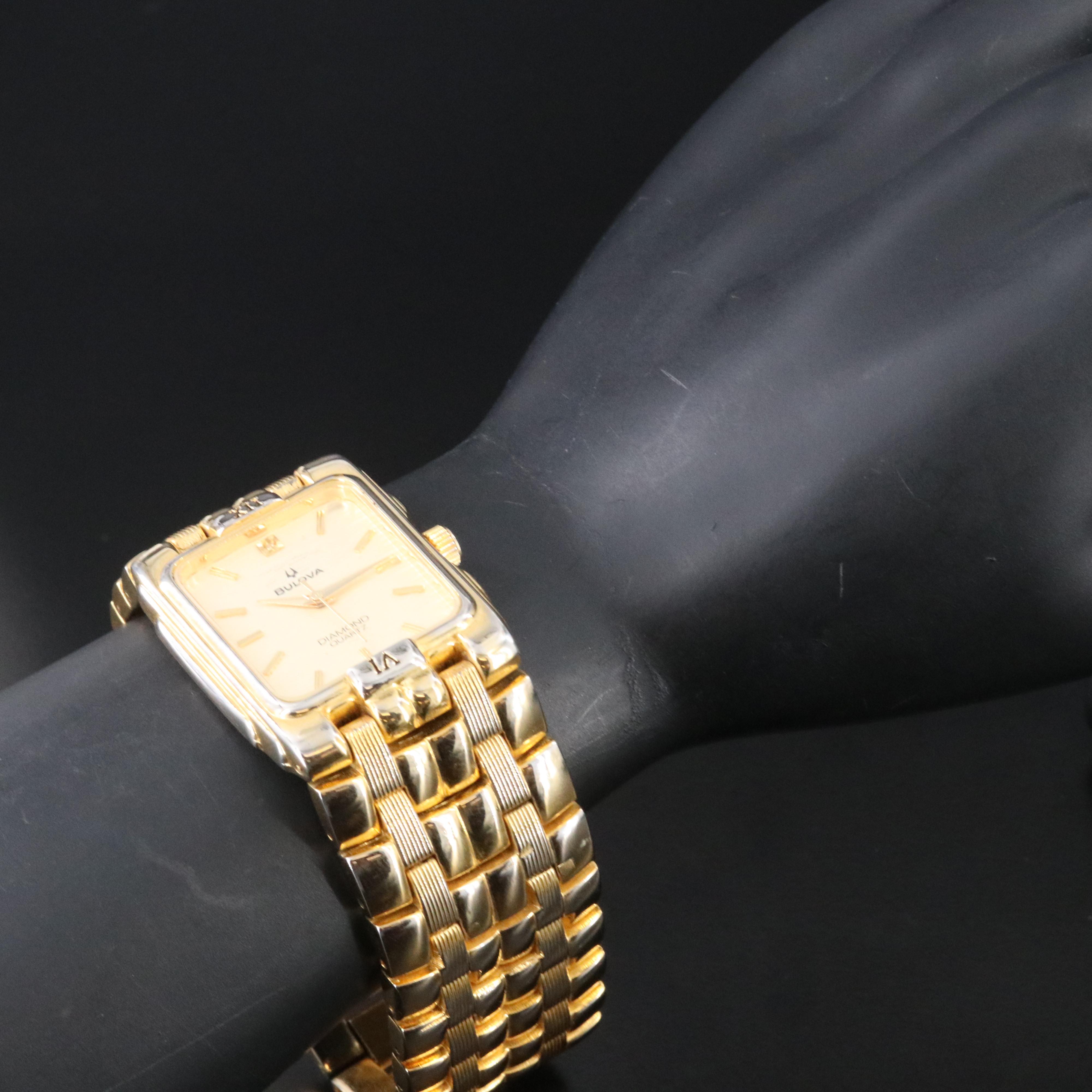 Bulova Diamond Accent Gold-Plated Watch