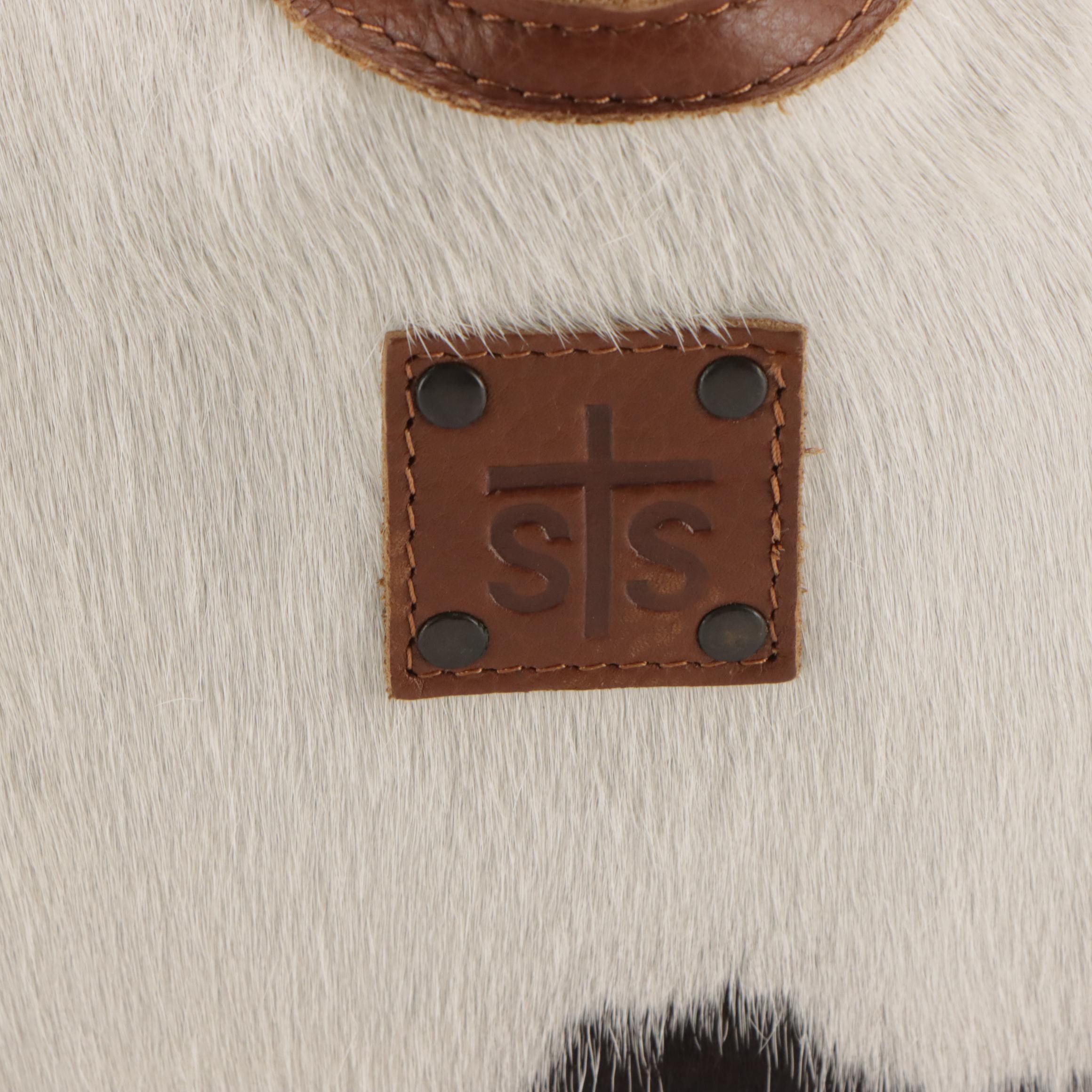 STS Ranchwear Cowhide Shoulder Satchel with Brown Leather Trim