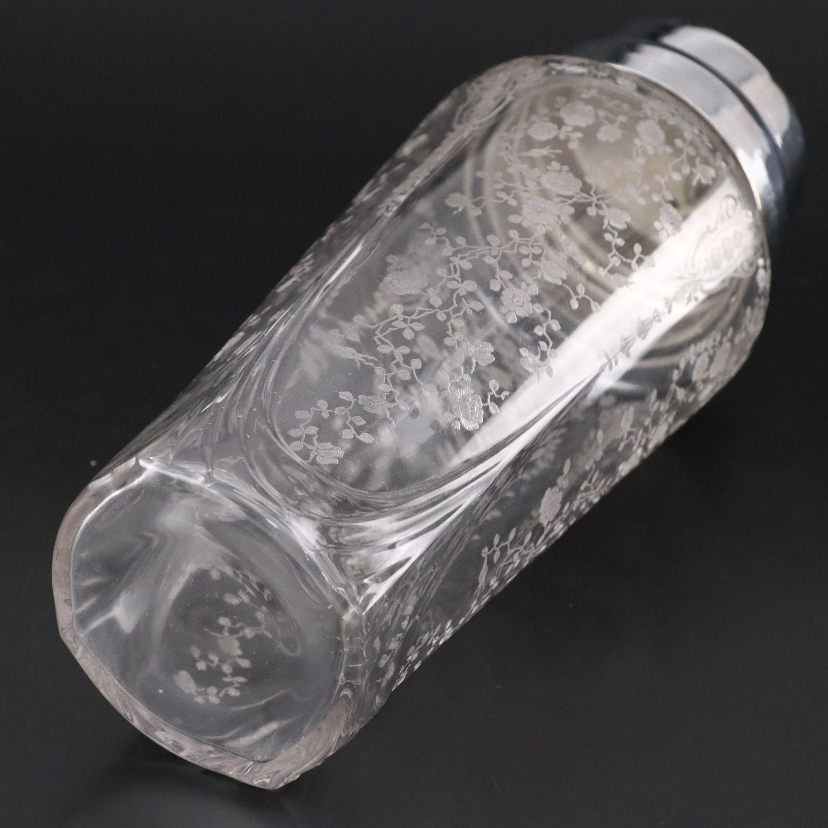 Cambridge "Rose Point" Cocktail Shaker and Liquor Cocktail Glasses, 1934–1958