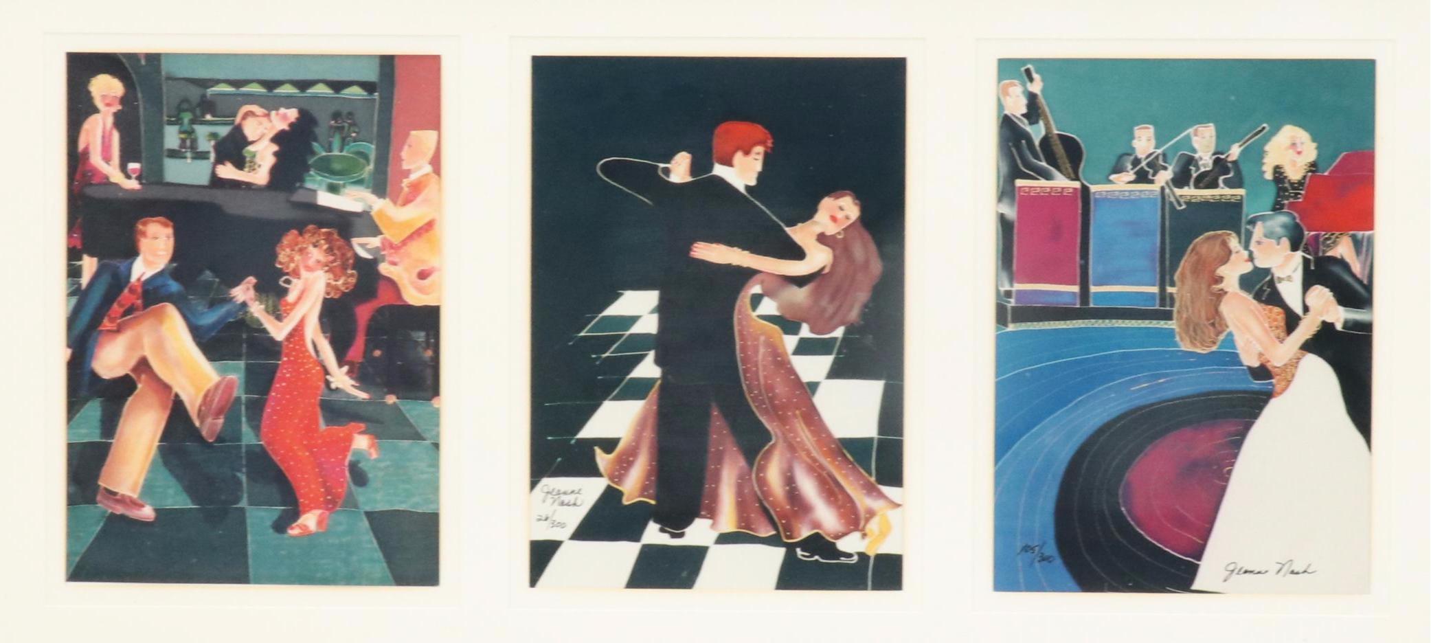 Jeanne Nash Giclée Triptych of Dancing Couples