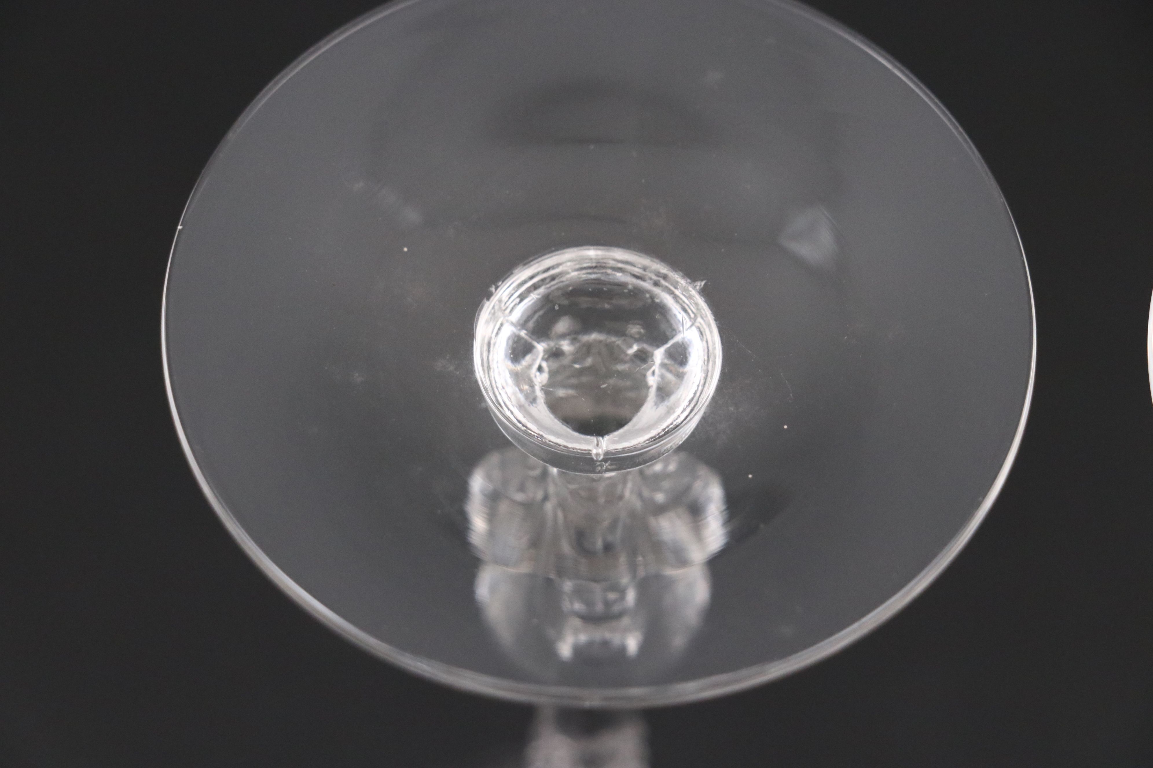 Cambridge "Rose Point" Cocktail Shaker and Liquor Cocktail Glasses, 1934–1958