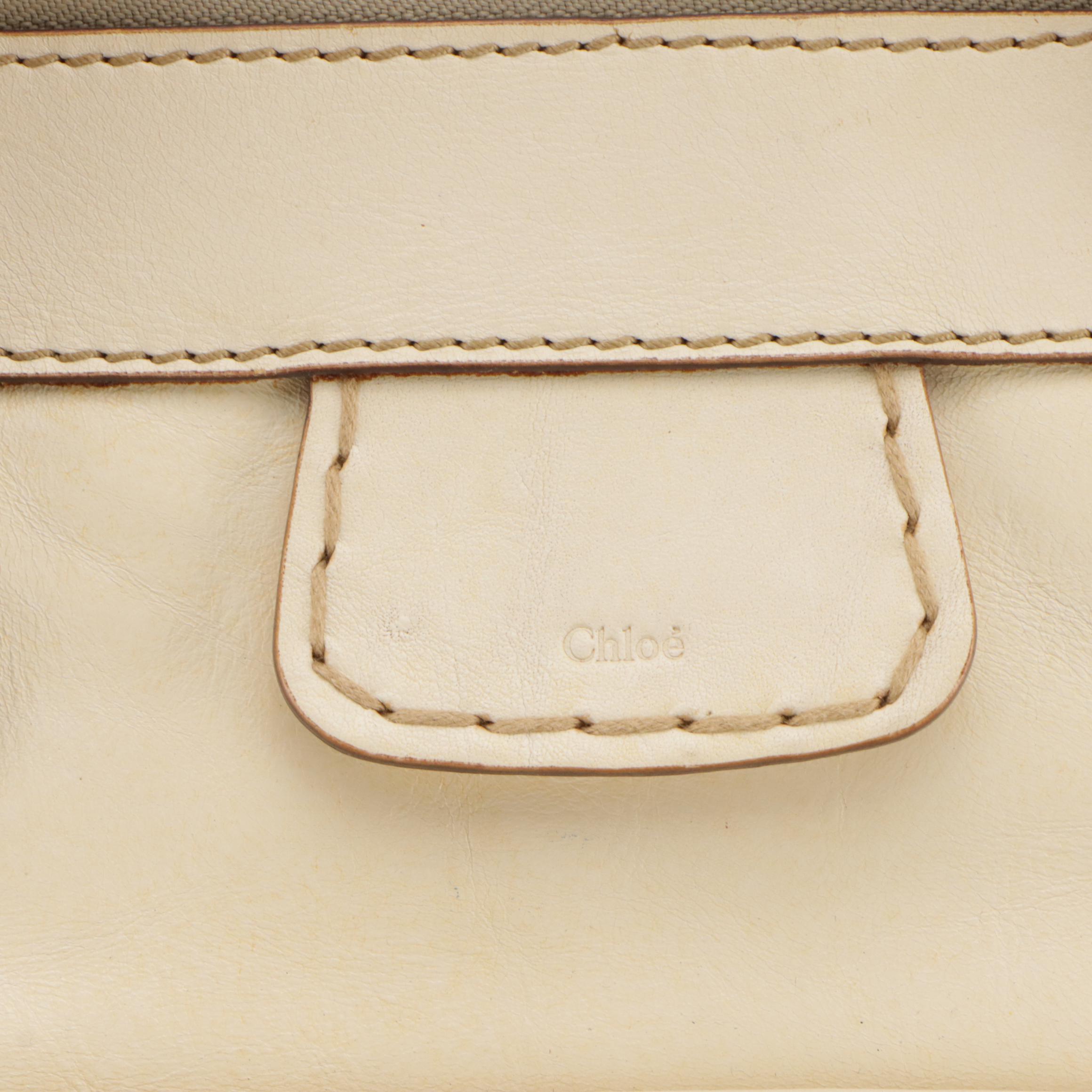Chloé Edith Satchel Bag in Ivory Calfskin Leather