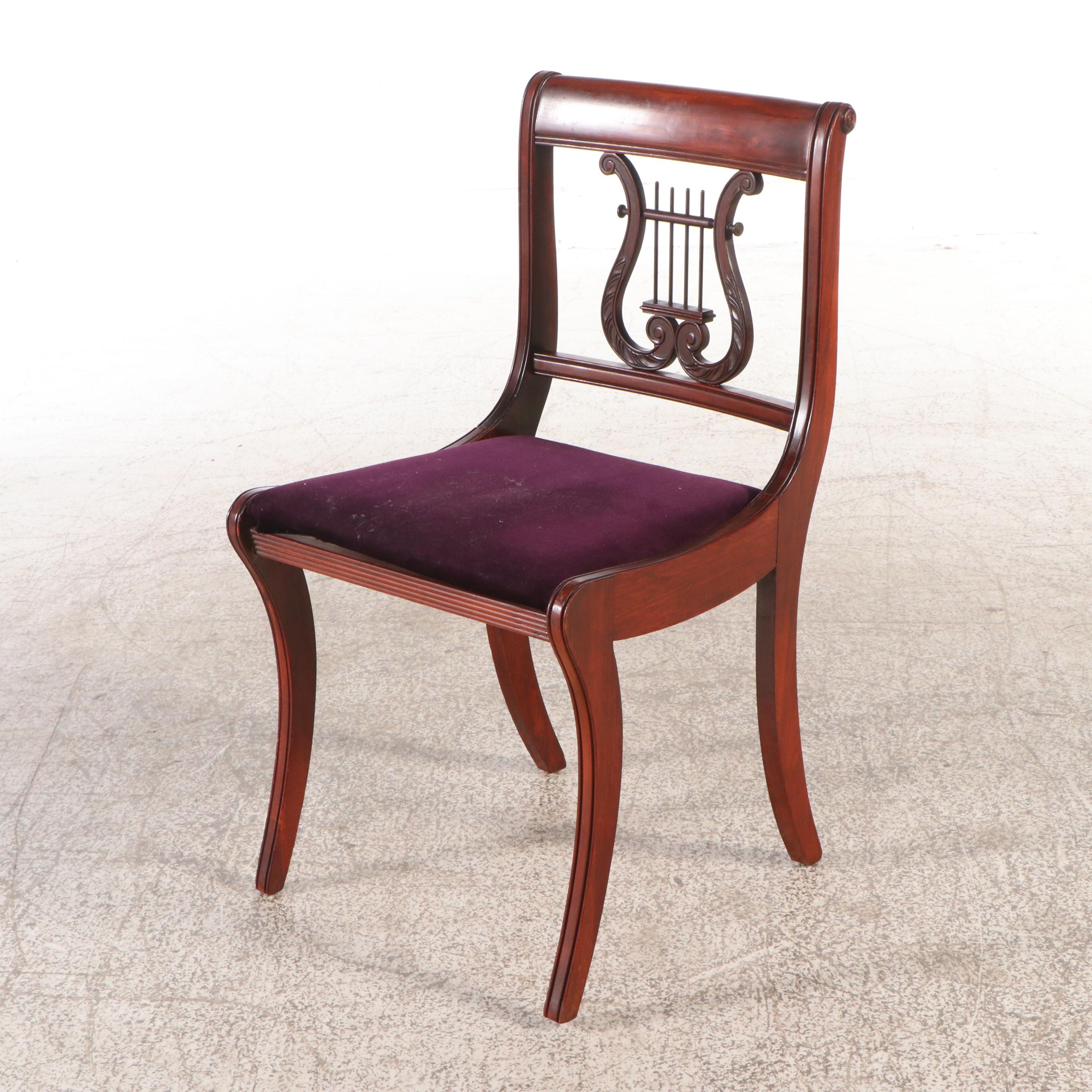 Set of Six Drexel Duncan Phyfe Style Mahogany Lyre-Back Dining Chairs