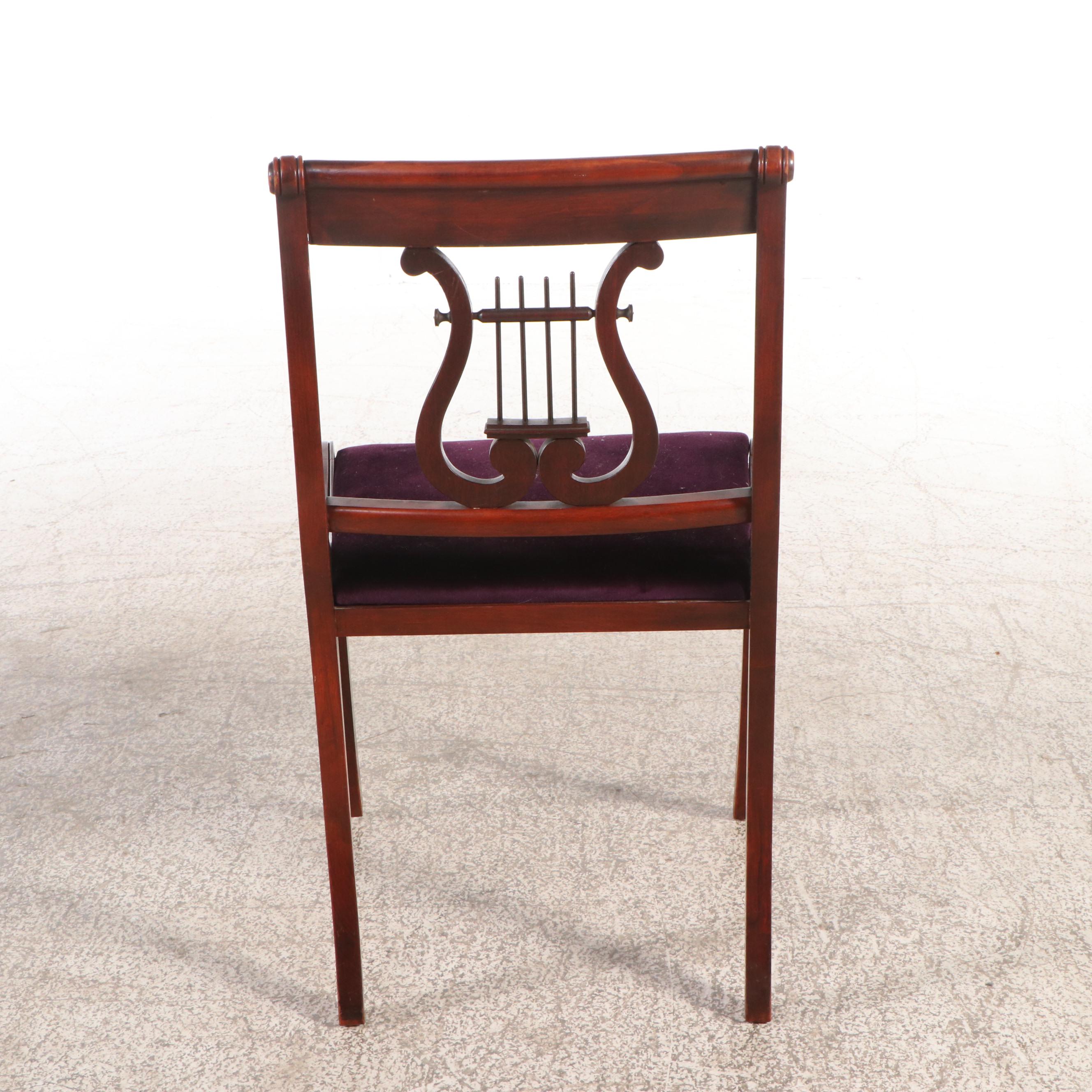 Set of Six Drexel Duncan Phyfe Style Mahogany Lyre-Back Dining Chairs