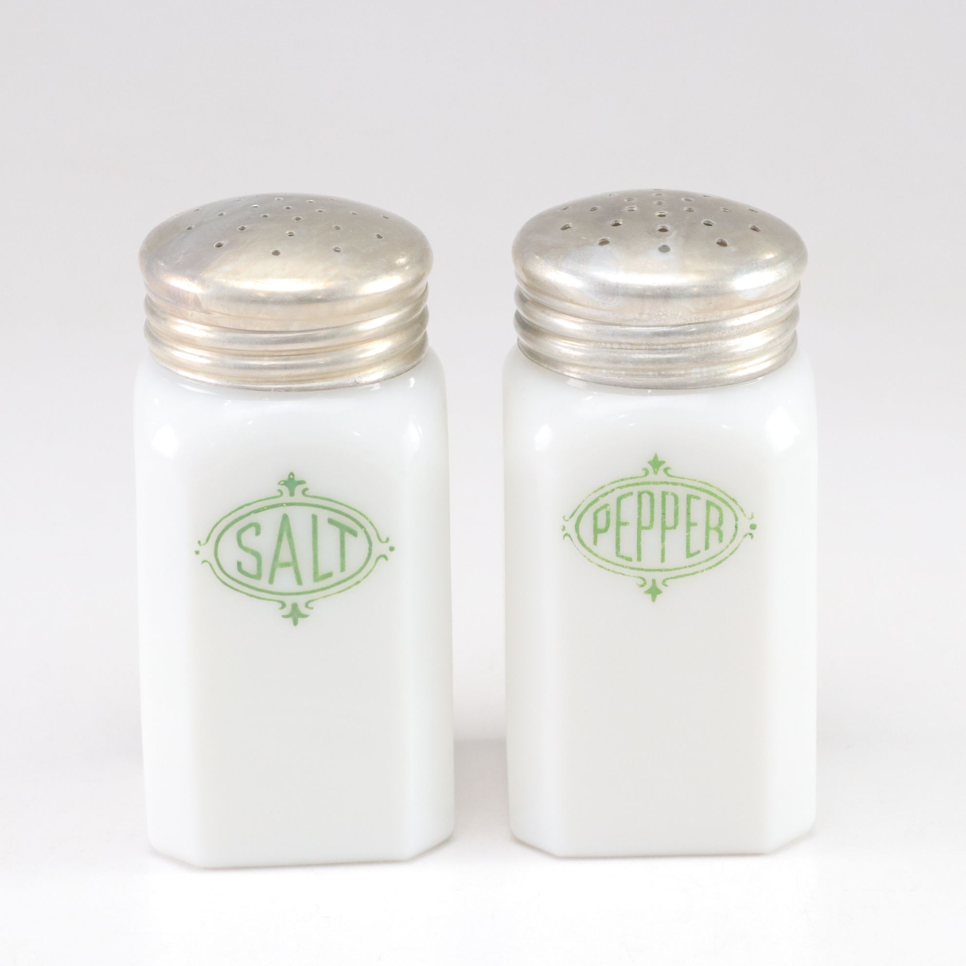Milk Glass Salt & Pepper Shaker with Serving Platter & More