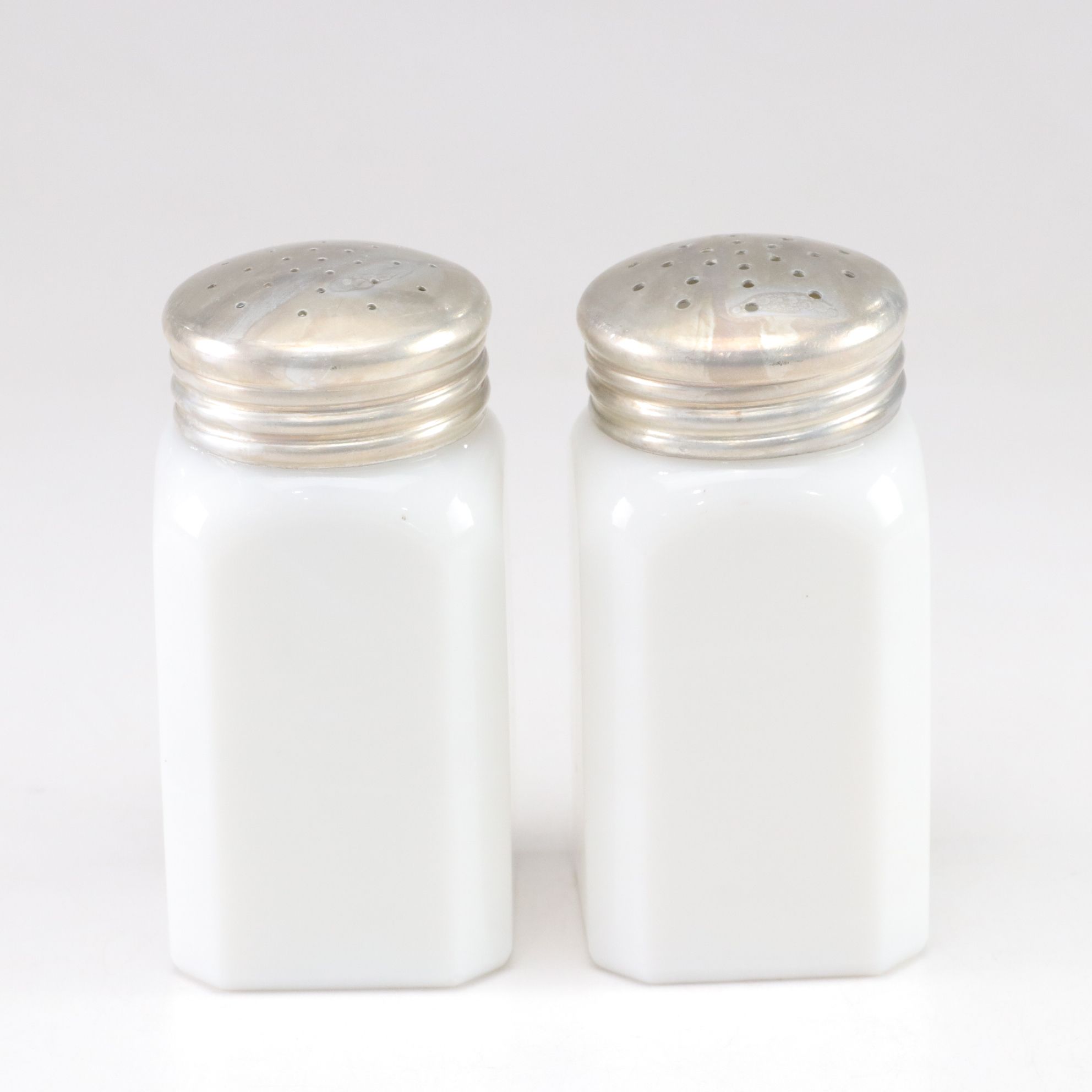 Milk Glass Salt & Pepper Shaker with Serving Platter & More