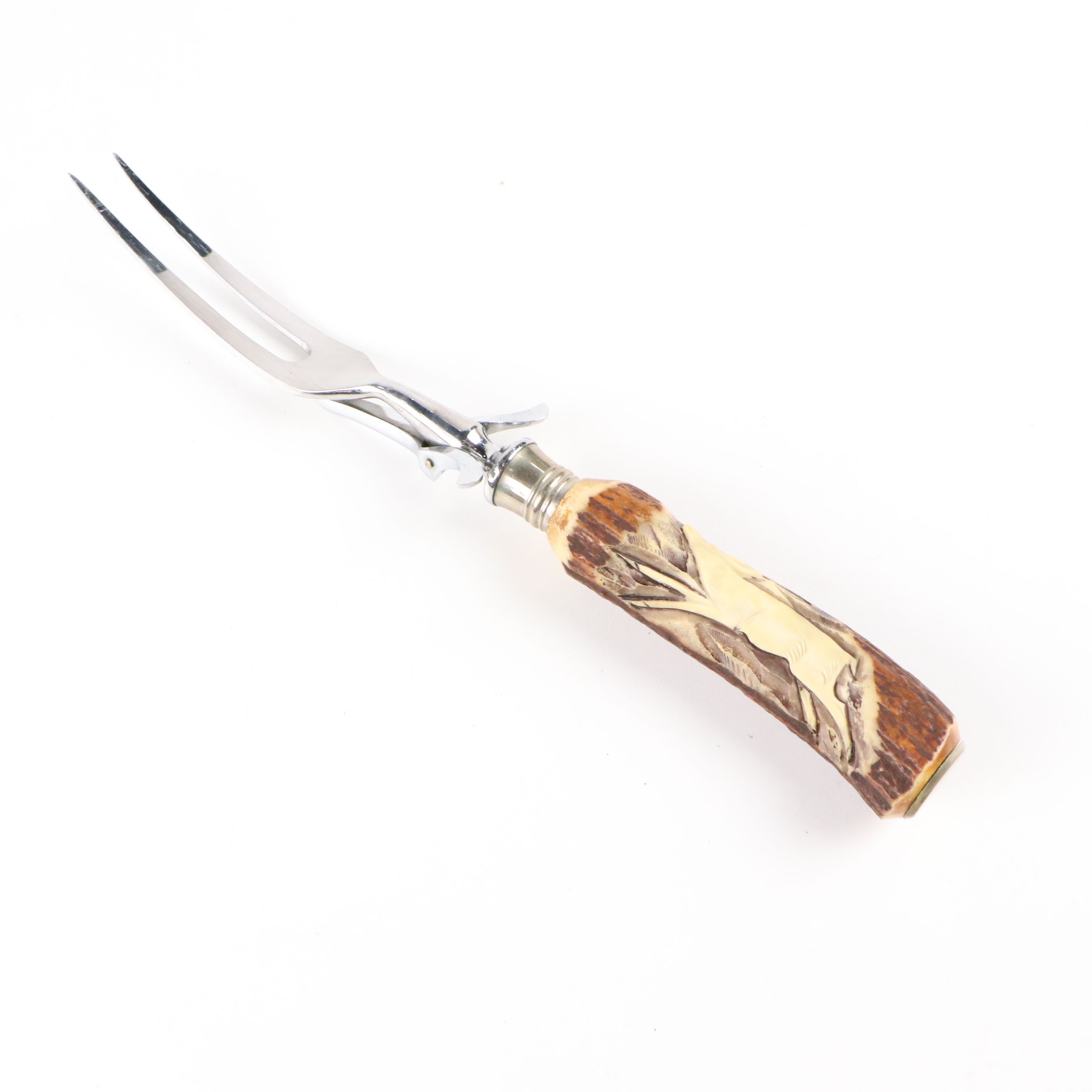 Anton Wingen Jr. German Stainless and Faux Antler Handled Carving Set