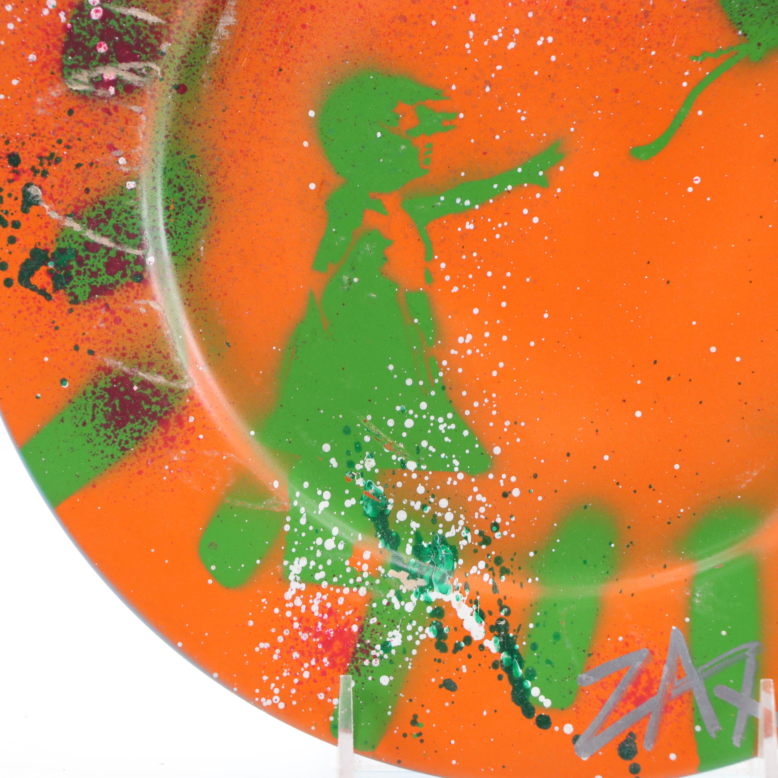 E.M. Zax Spray and Drip-Painted Plate After Banksy, 2025
