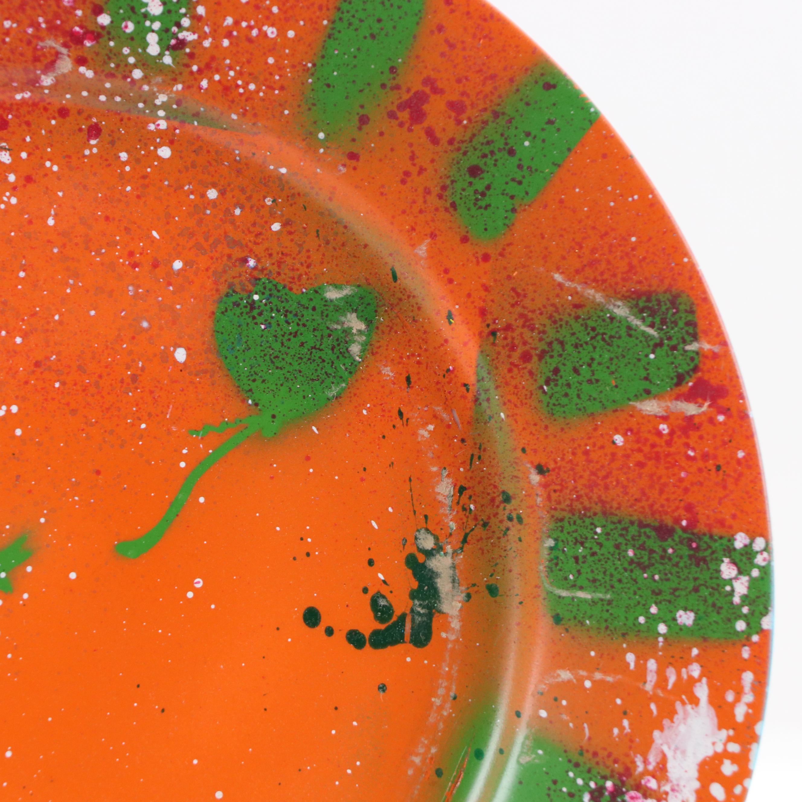 E.M. Zax Spray and Drip-Painted Plate After Banksy, 2025