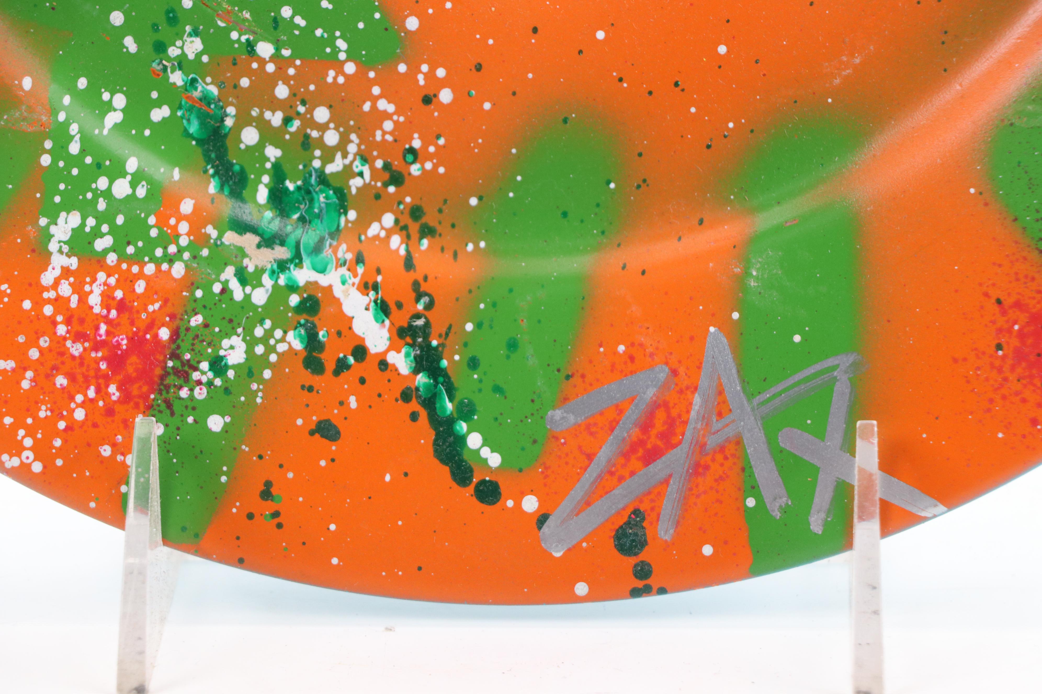 E.M. Zax Spray and Drip-Painted Plate After Banksy, 2025