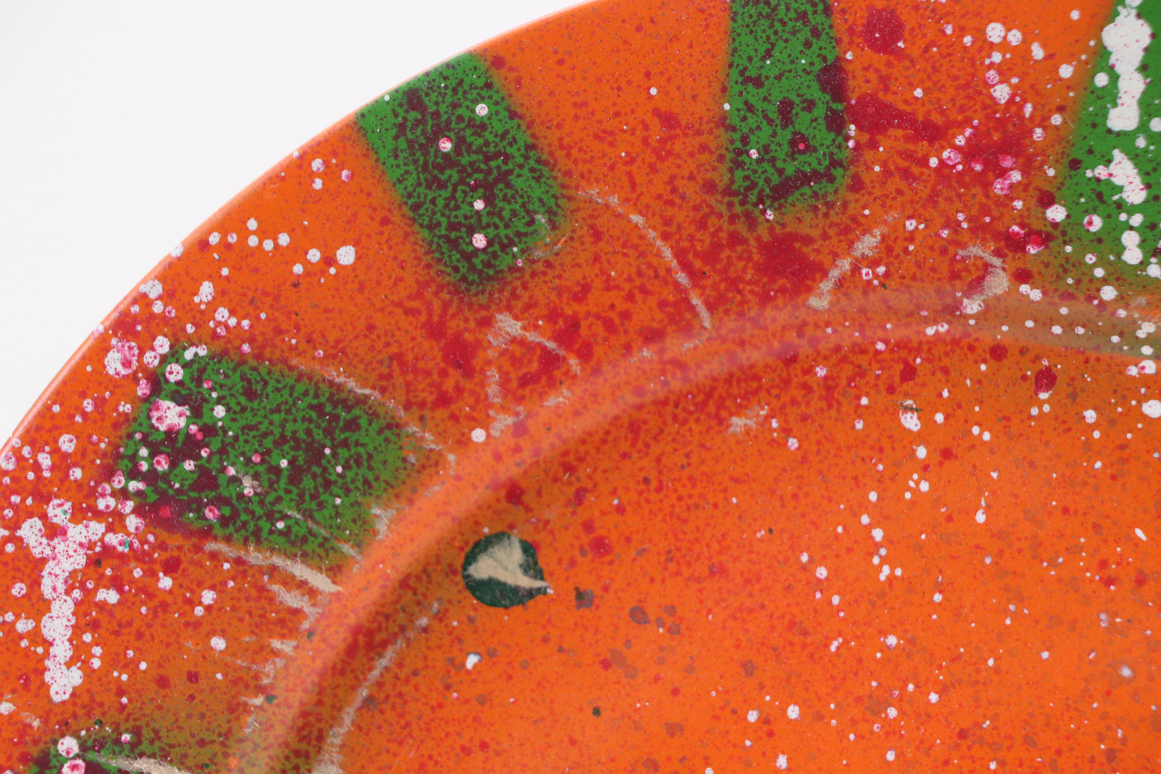 E.M. Zax Spray and Drip-Painted Plate After Banksy, 2025