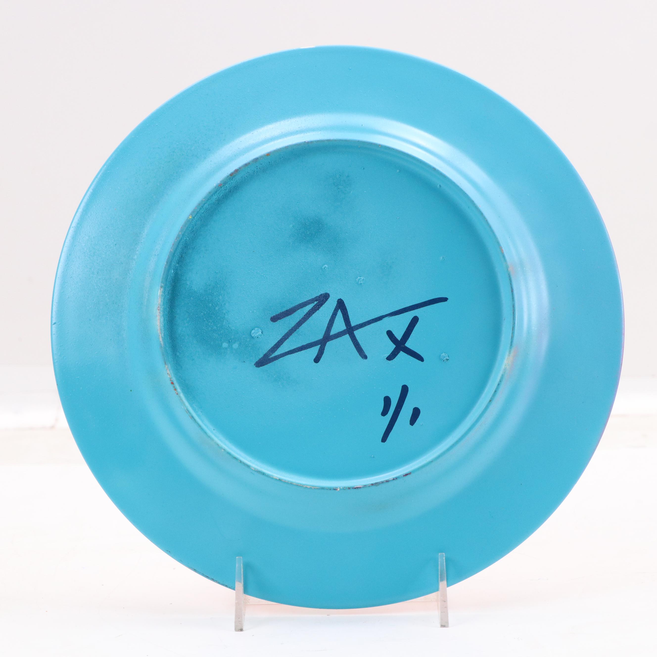 E.M. Zax Spray and Drip-Painted Plate After Banksy, 2025