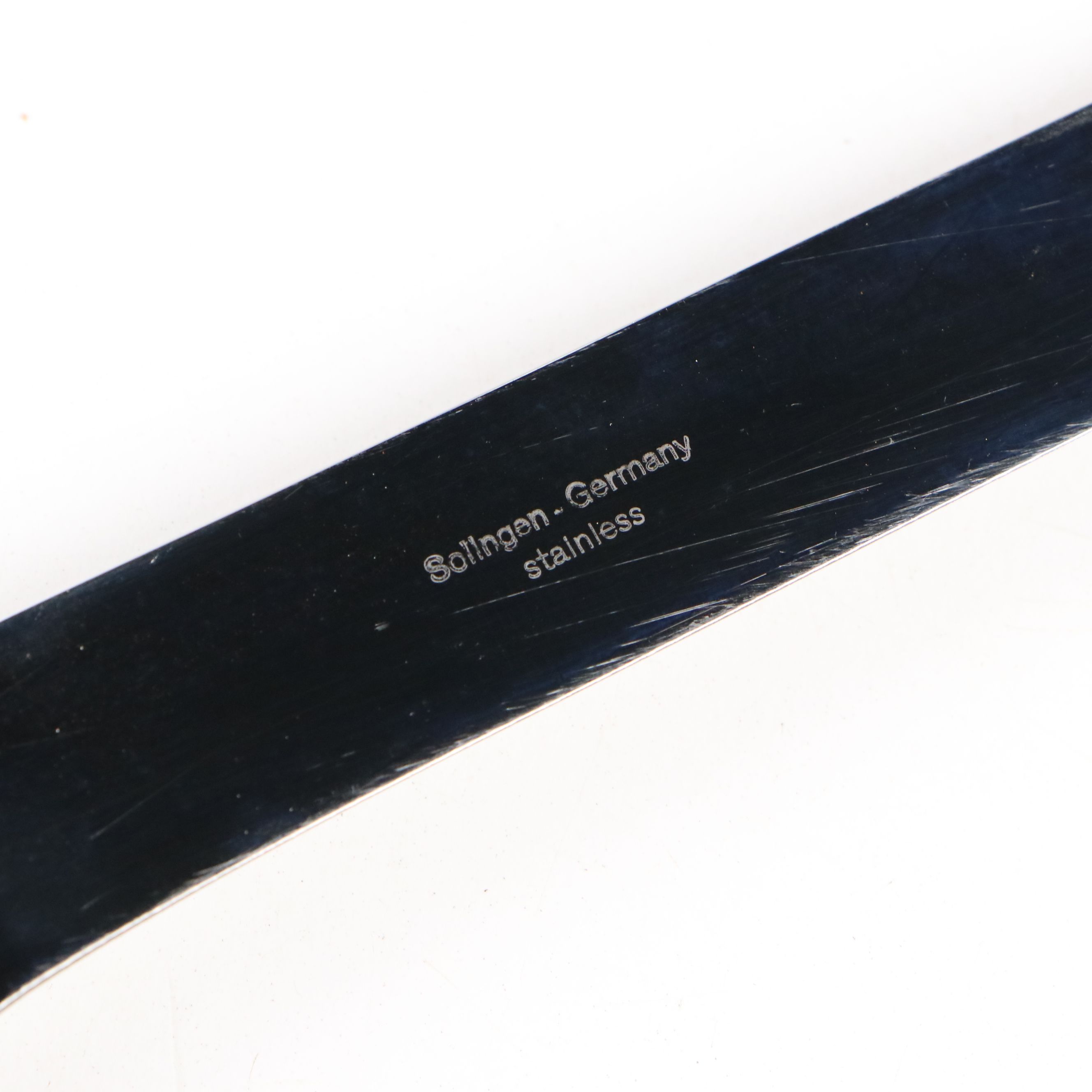 German Stainless Steel and Faux Antler Carving Set in Suede Leather Roll