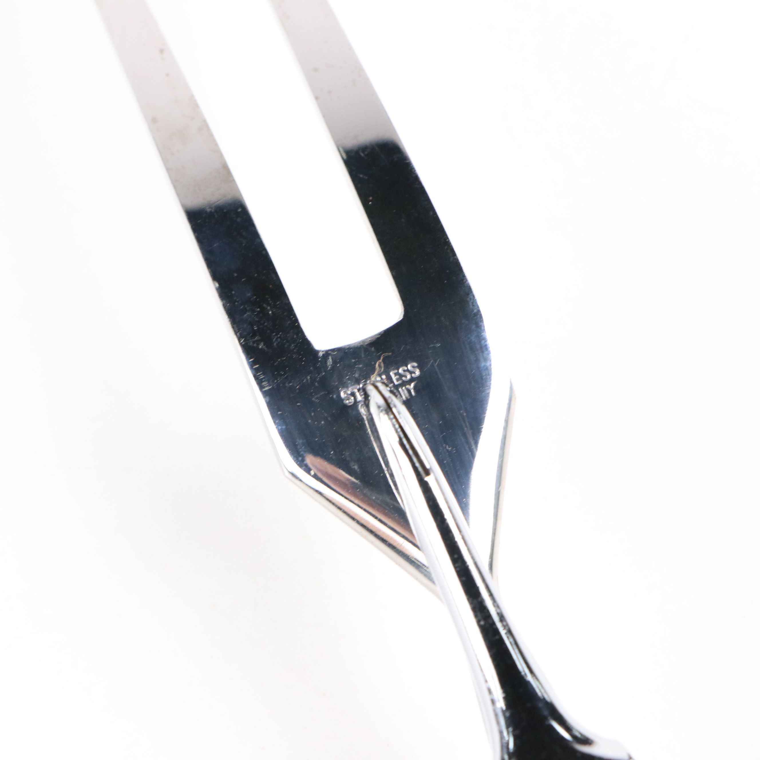 German Stainless Steel and Faux Antler Carving Set in Suede Leather Roll