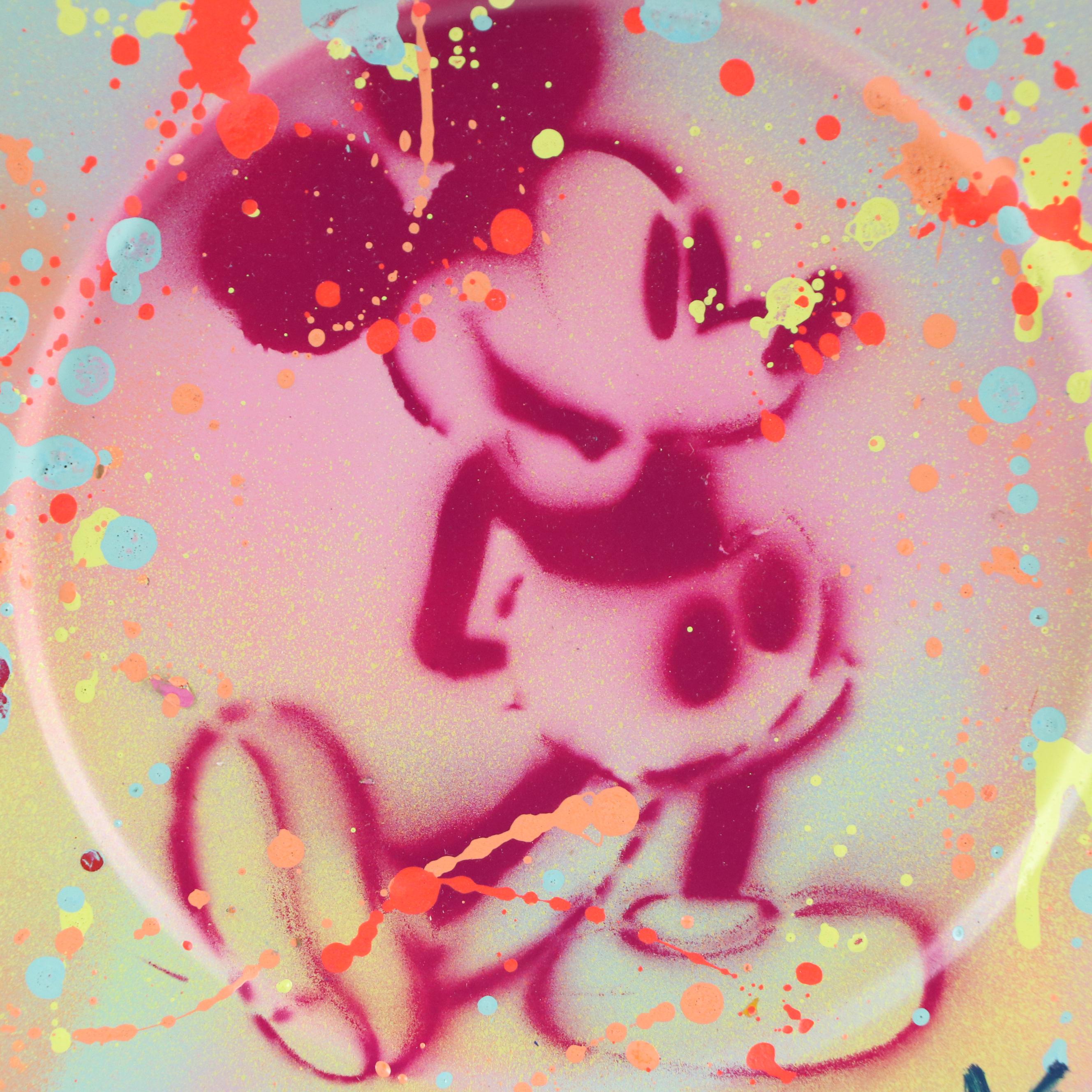 E.M. Zax Spray and Drip-Painted Mickey Mouse Plate, 2025
