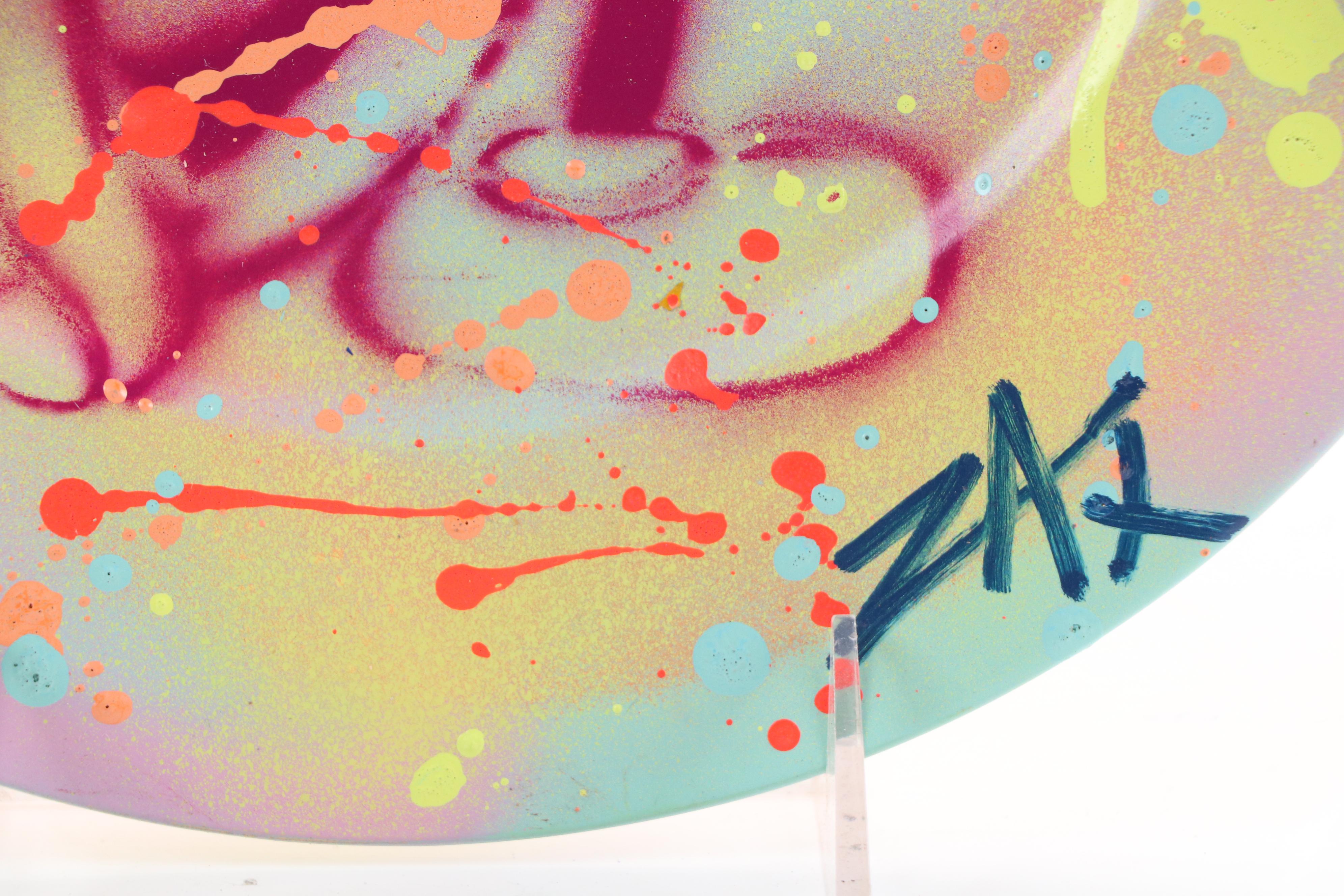 E.M. Zax Spray and Drip-Painted Mickey Mouse Plate, 2025