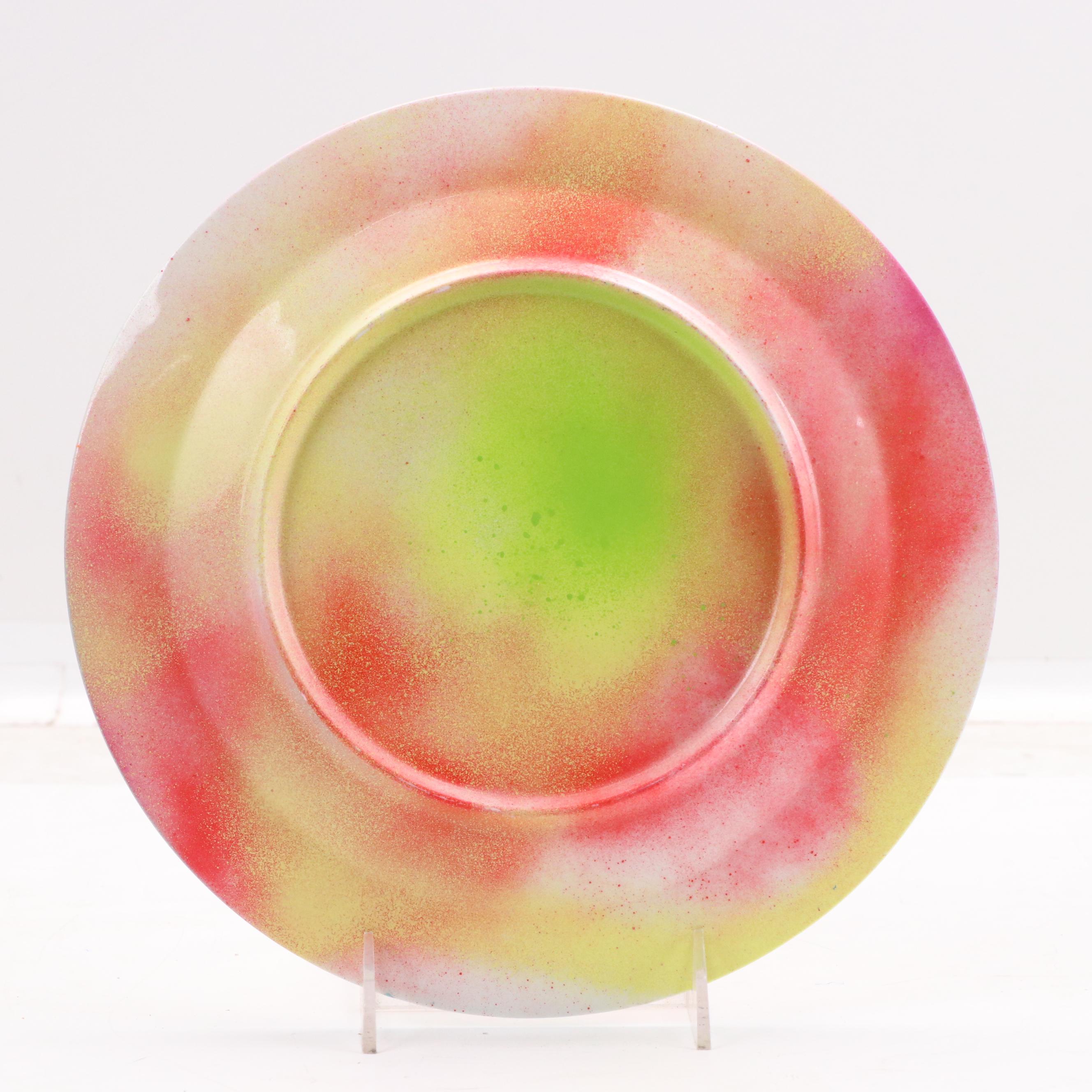 E.M. Zax Spray and Drip-Painted Mickey Mouse Plate, 2025