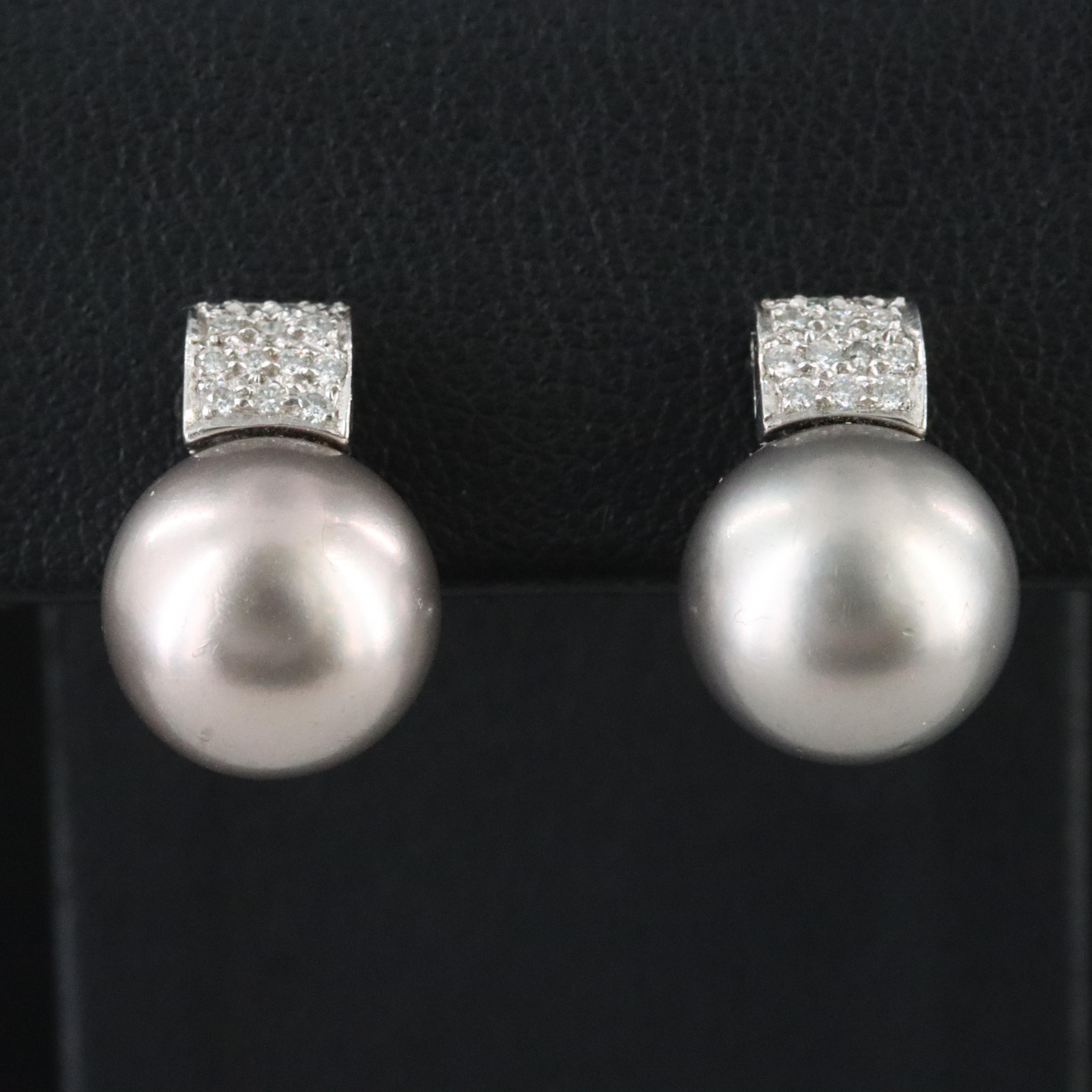 Platinum Pearl and Diamond Earrings