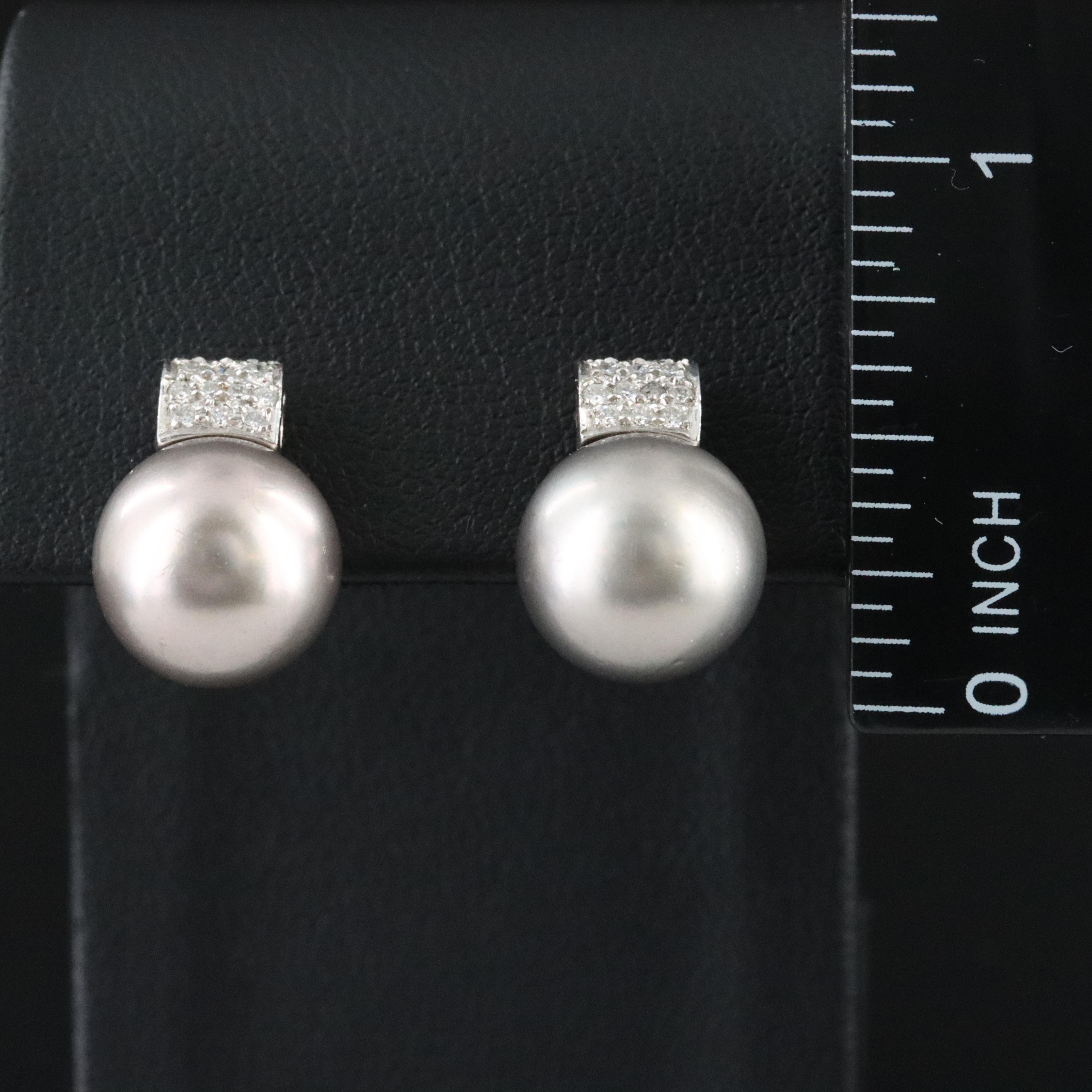 Platinum Pearl and Diamond Earrings