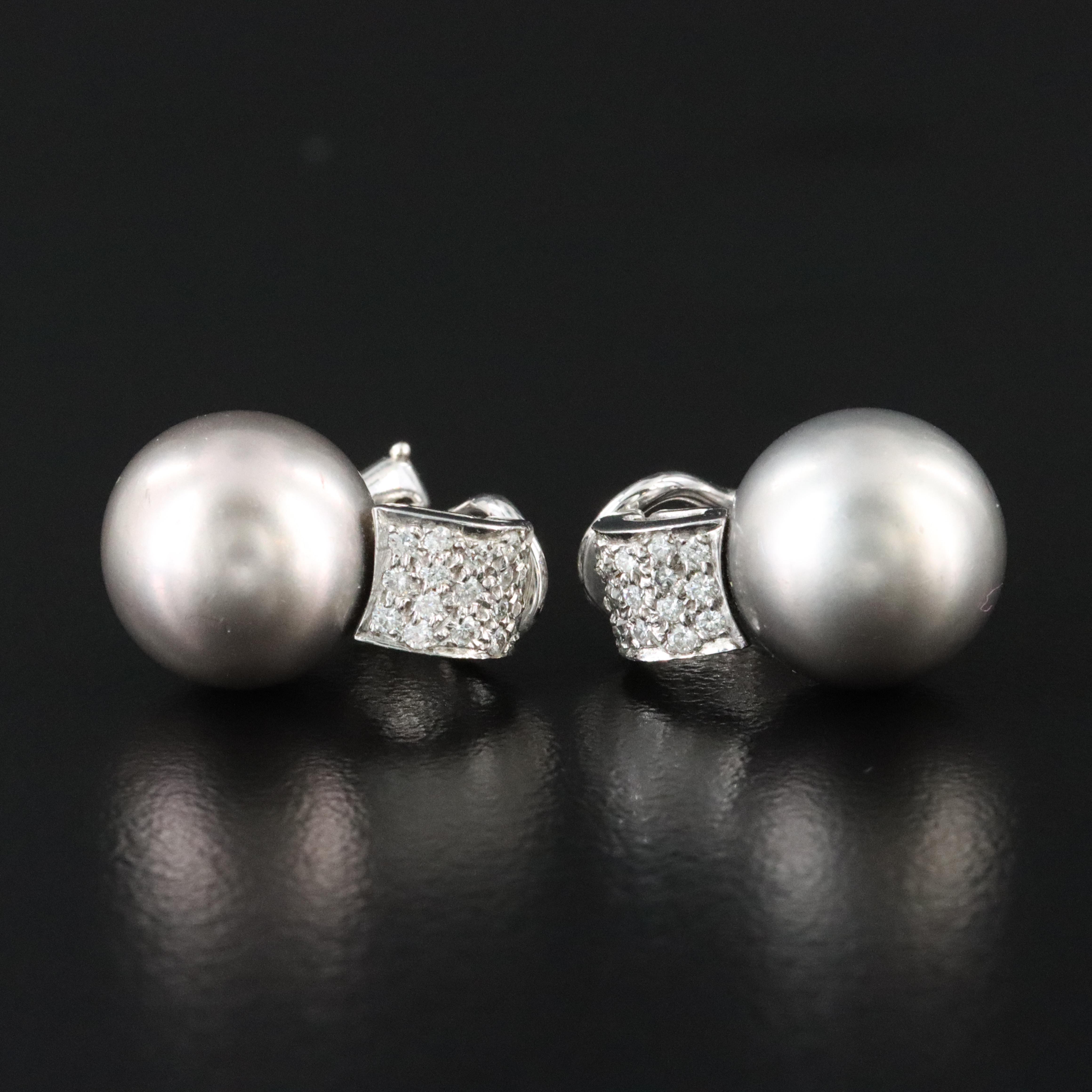 Platinum Pearl and Diamond Earrings
