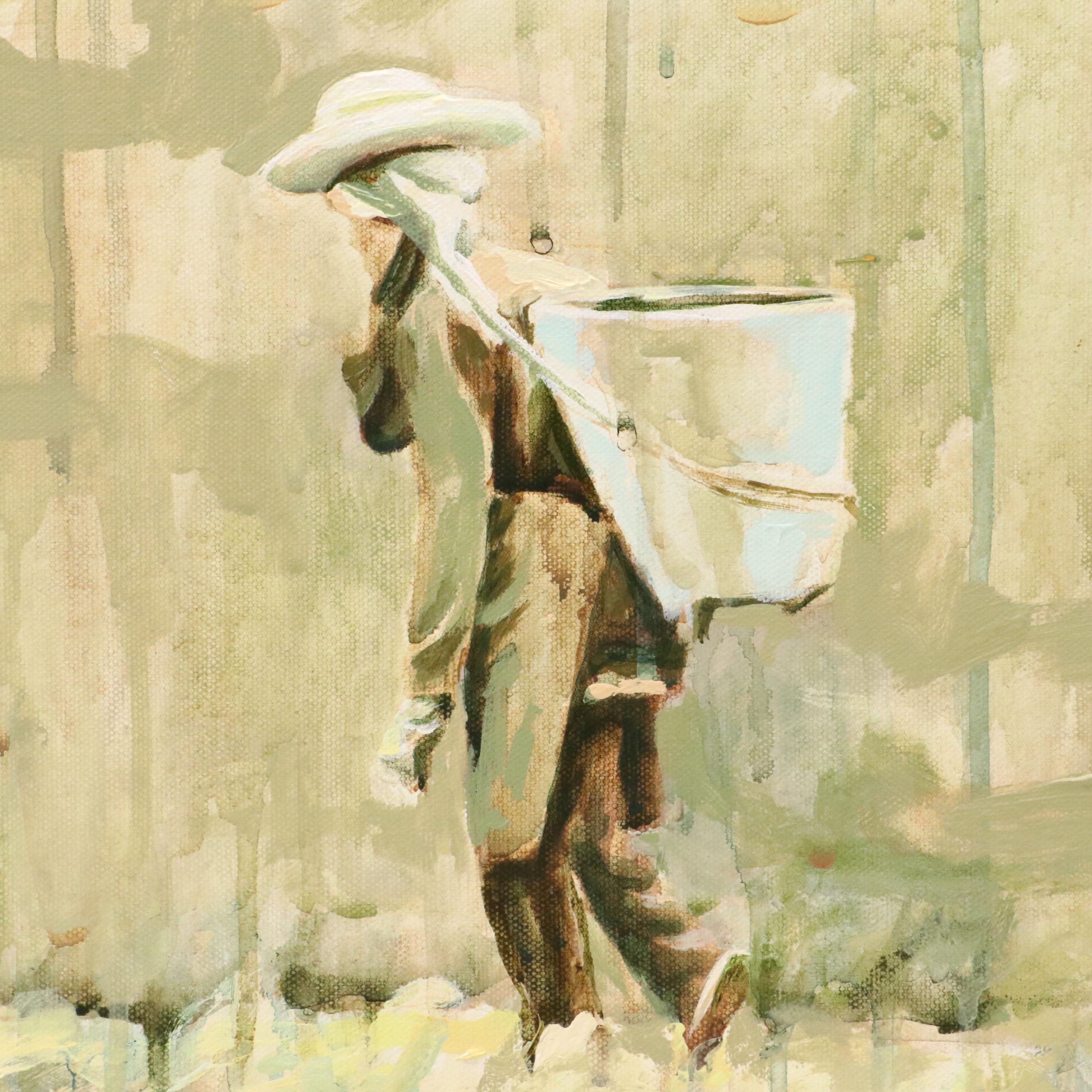 Rebecca Weller Figural Oil Painting From "The Workers" Series, 2011