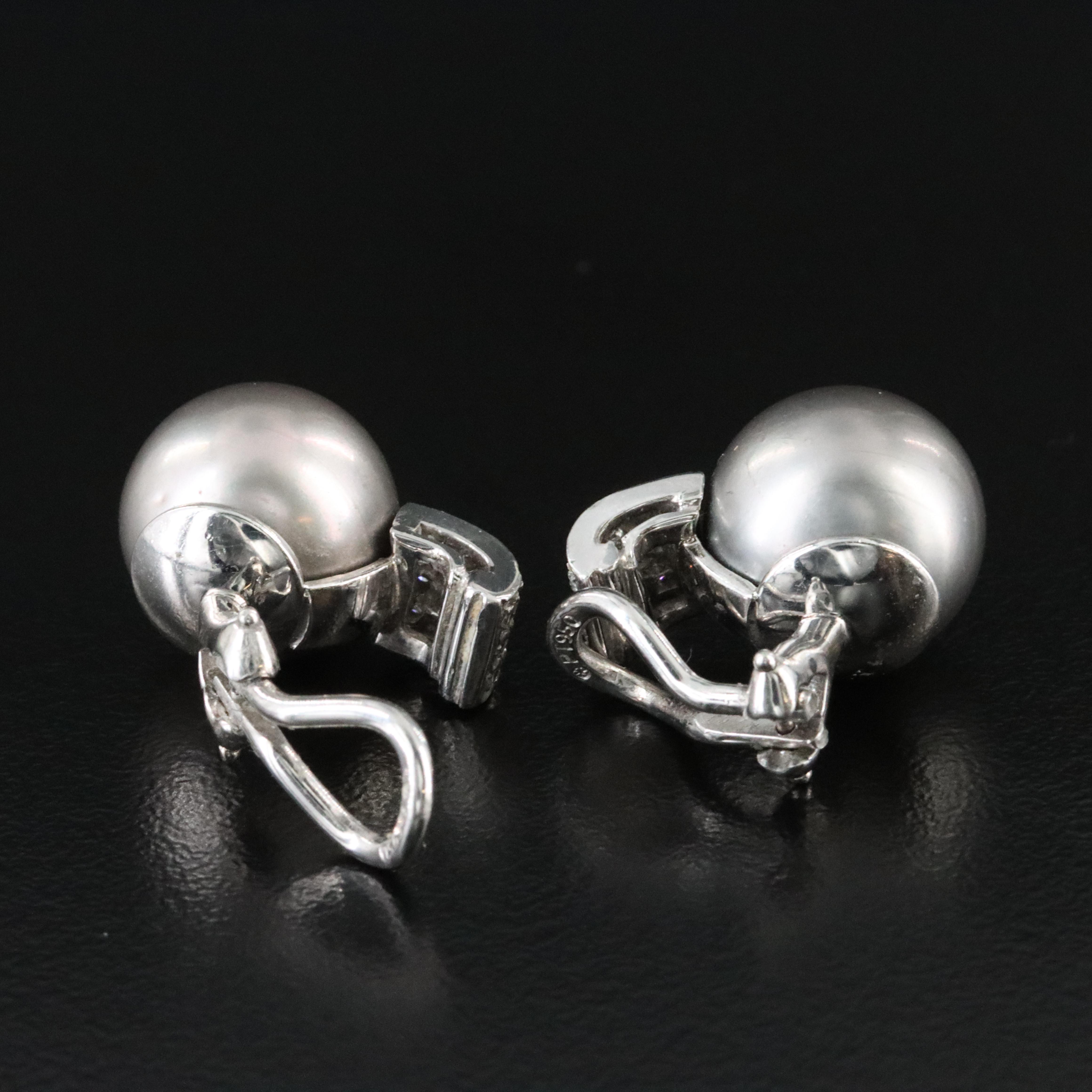 Platinum Pearl and Diamond Earrings
