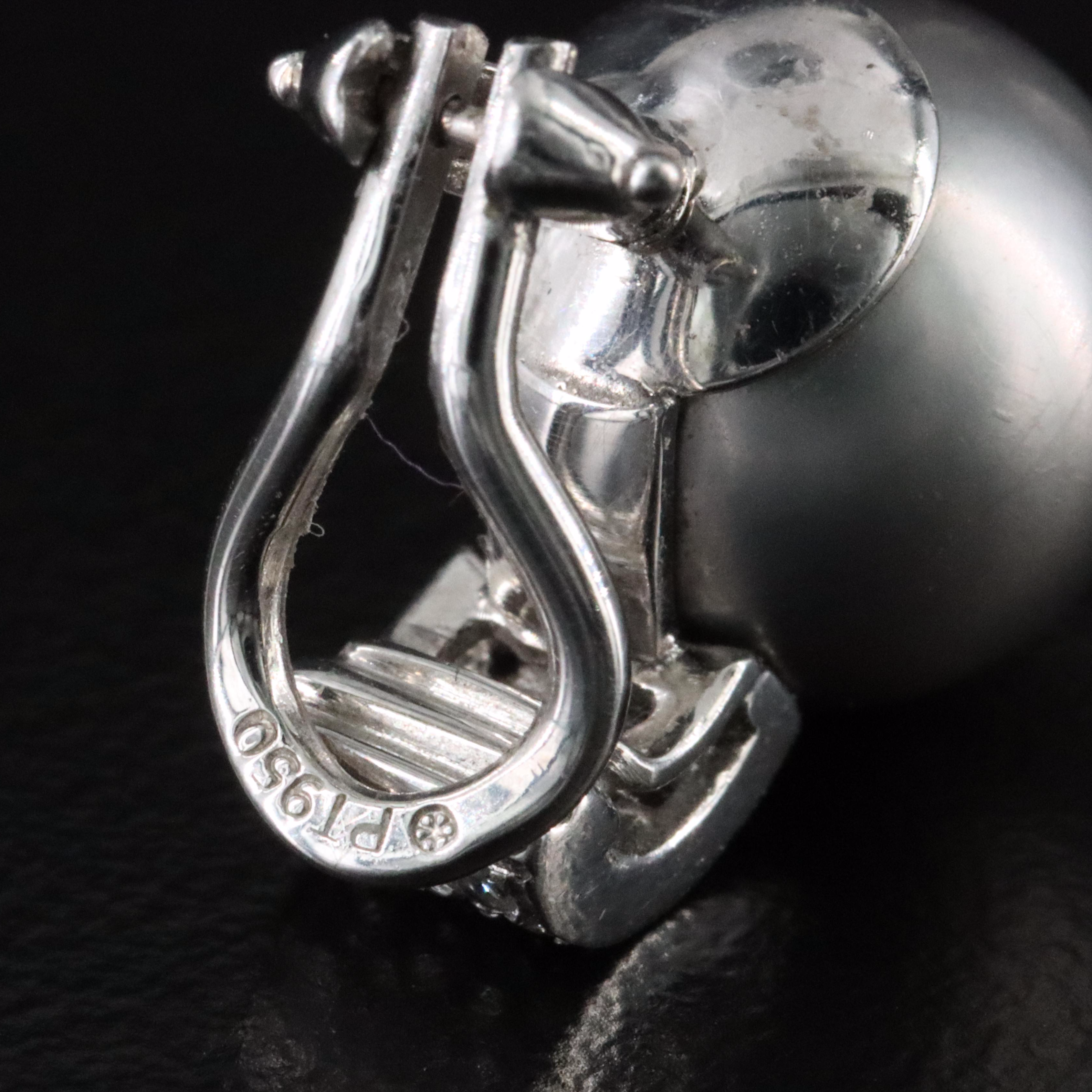 Platinum Pearl and Diamond Earrings