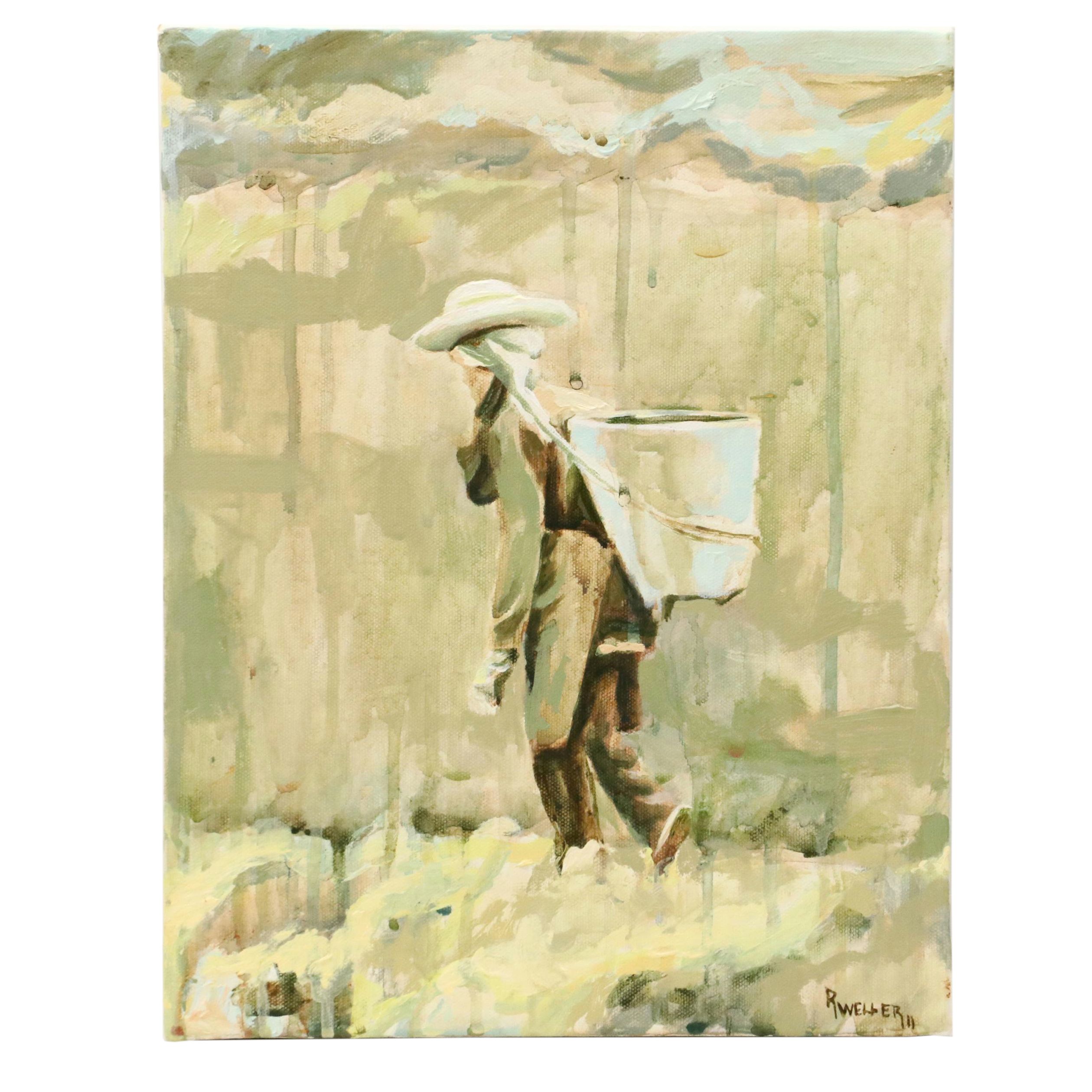 Rebecca Weller Figural Oil Painting From "The Workers" Series, 2011