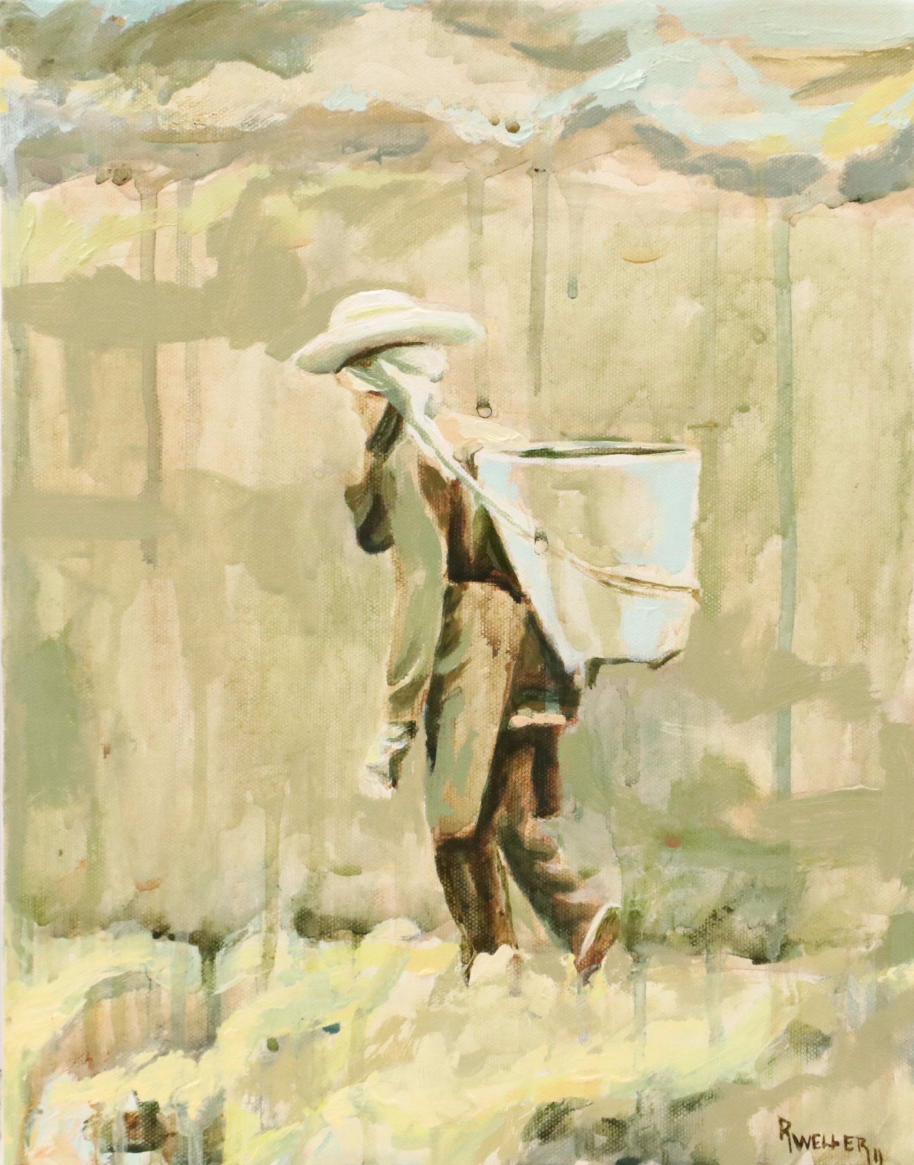 Rebecca Weller Figural Oil Painting From "The Workers" Series, 2011