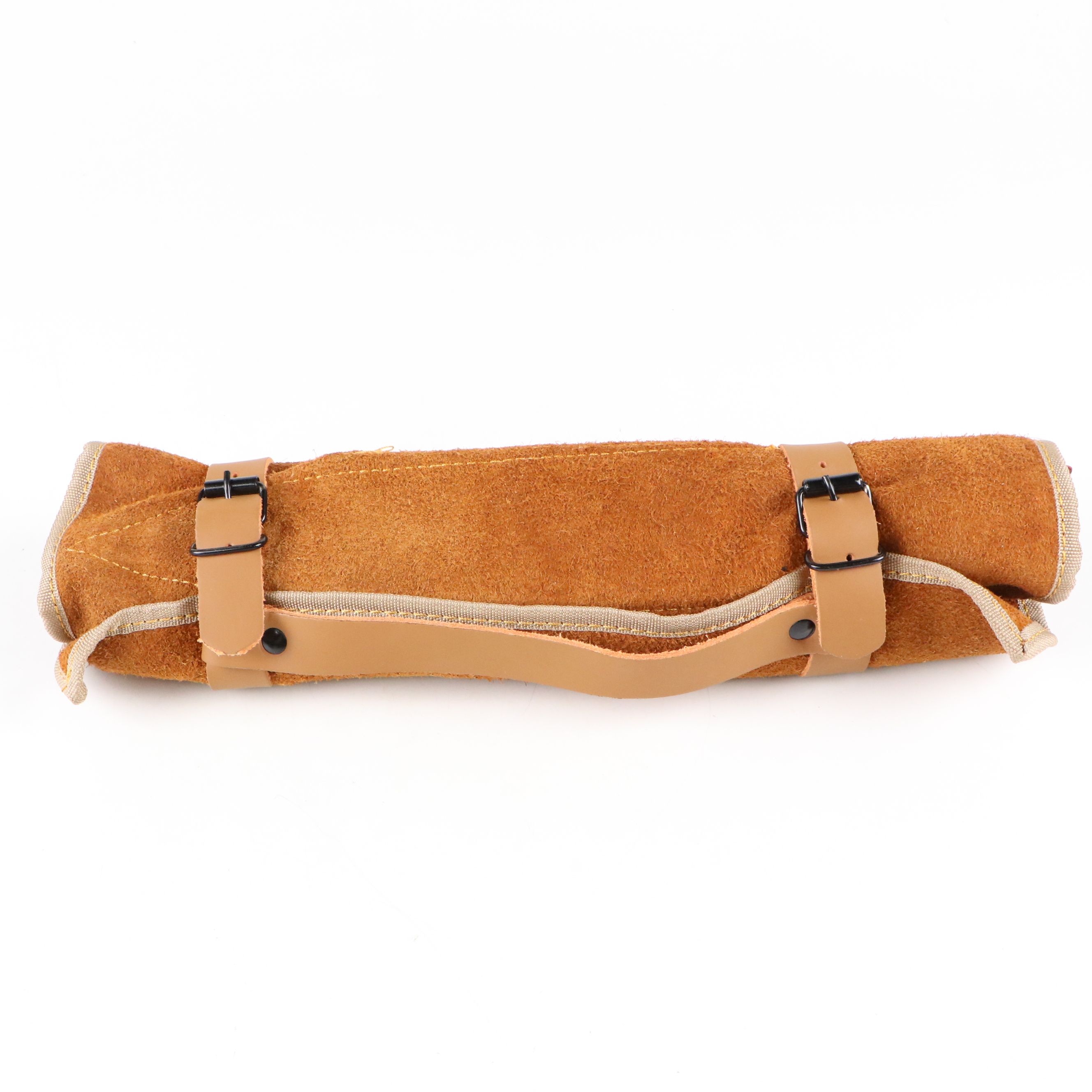 Damascus Steel and Wooden Handled Chef's Knife Set in Suede Leather Roll