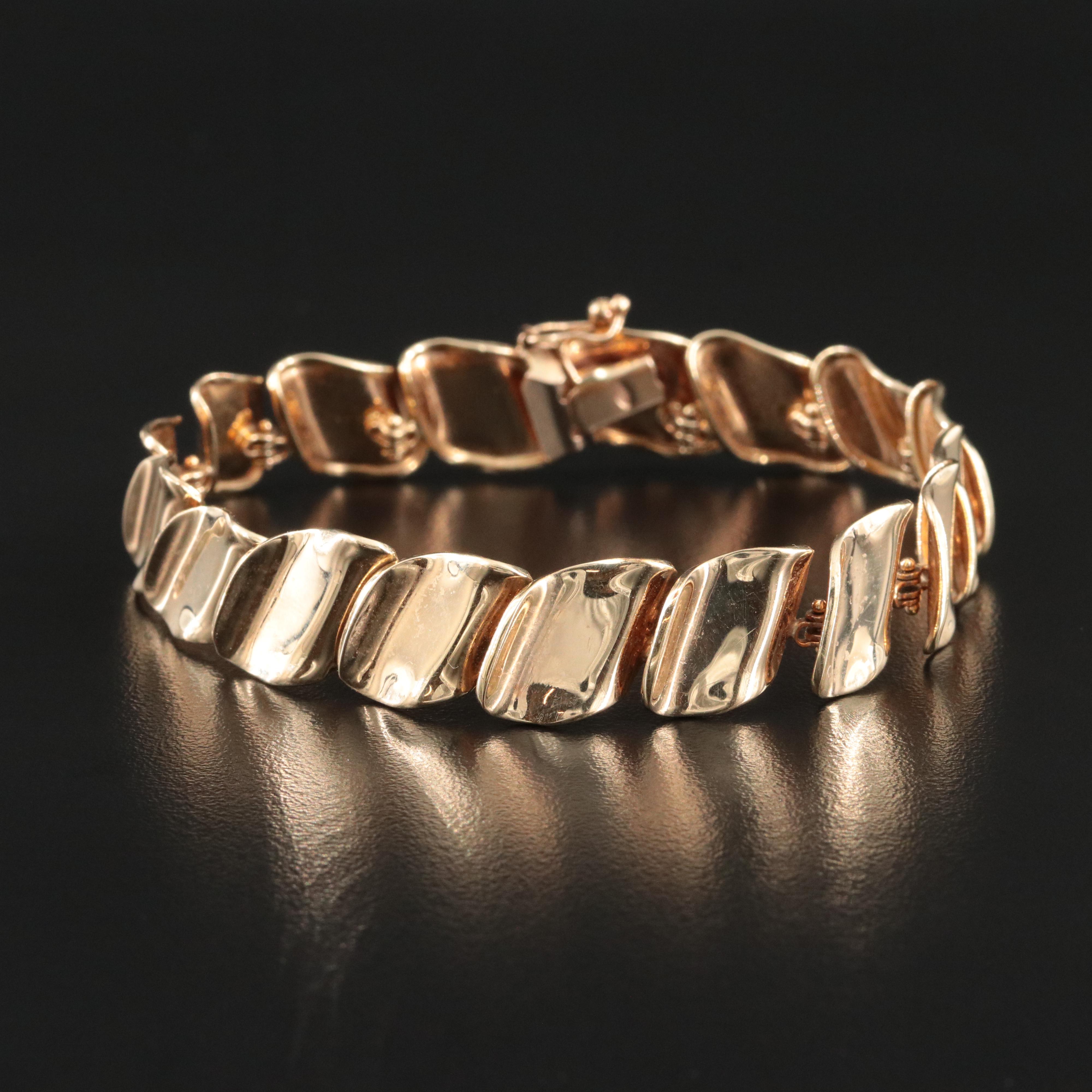 14K Wave Link Bracelet