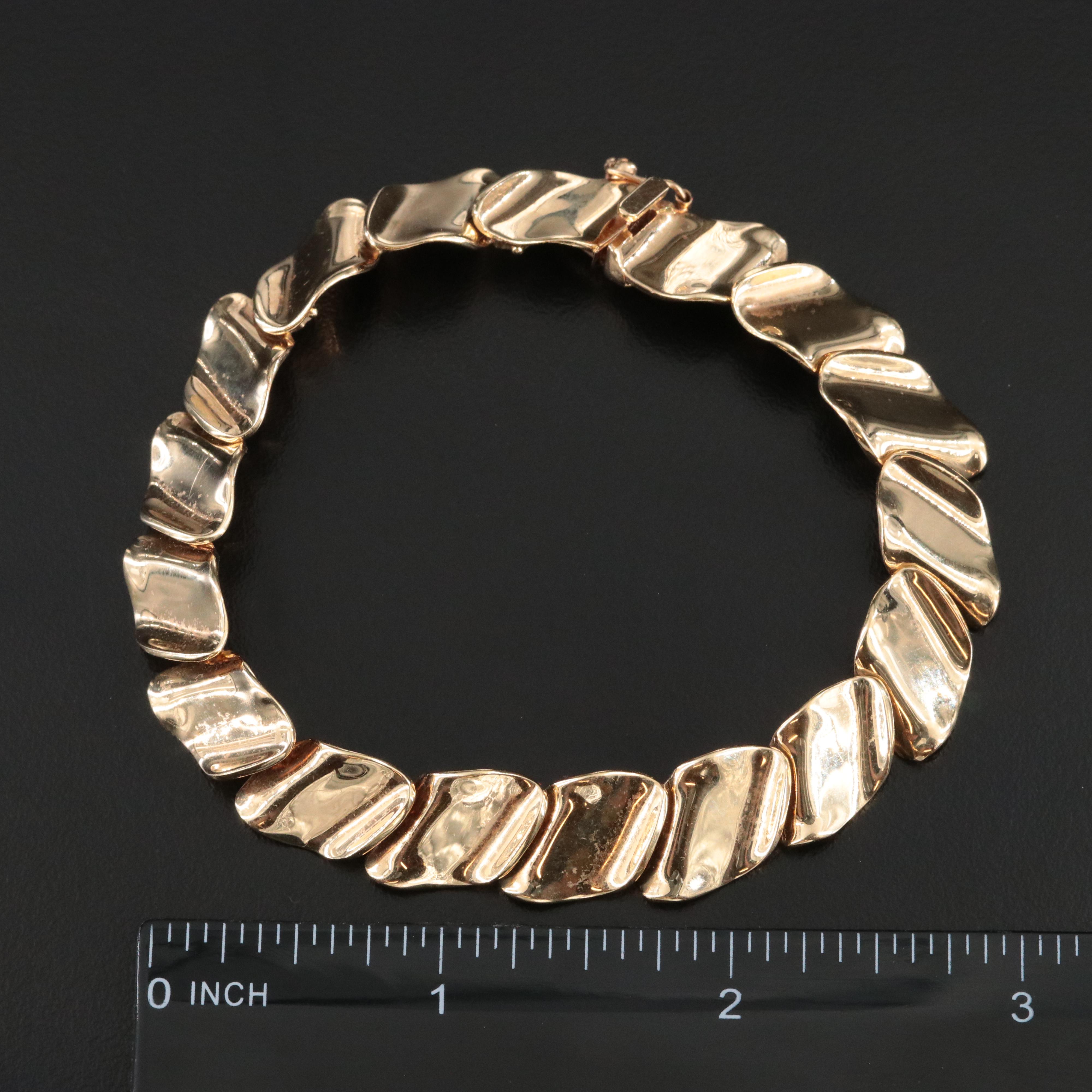 14K Wave Link Bracelet