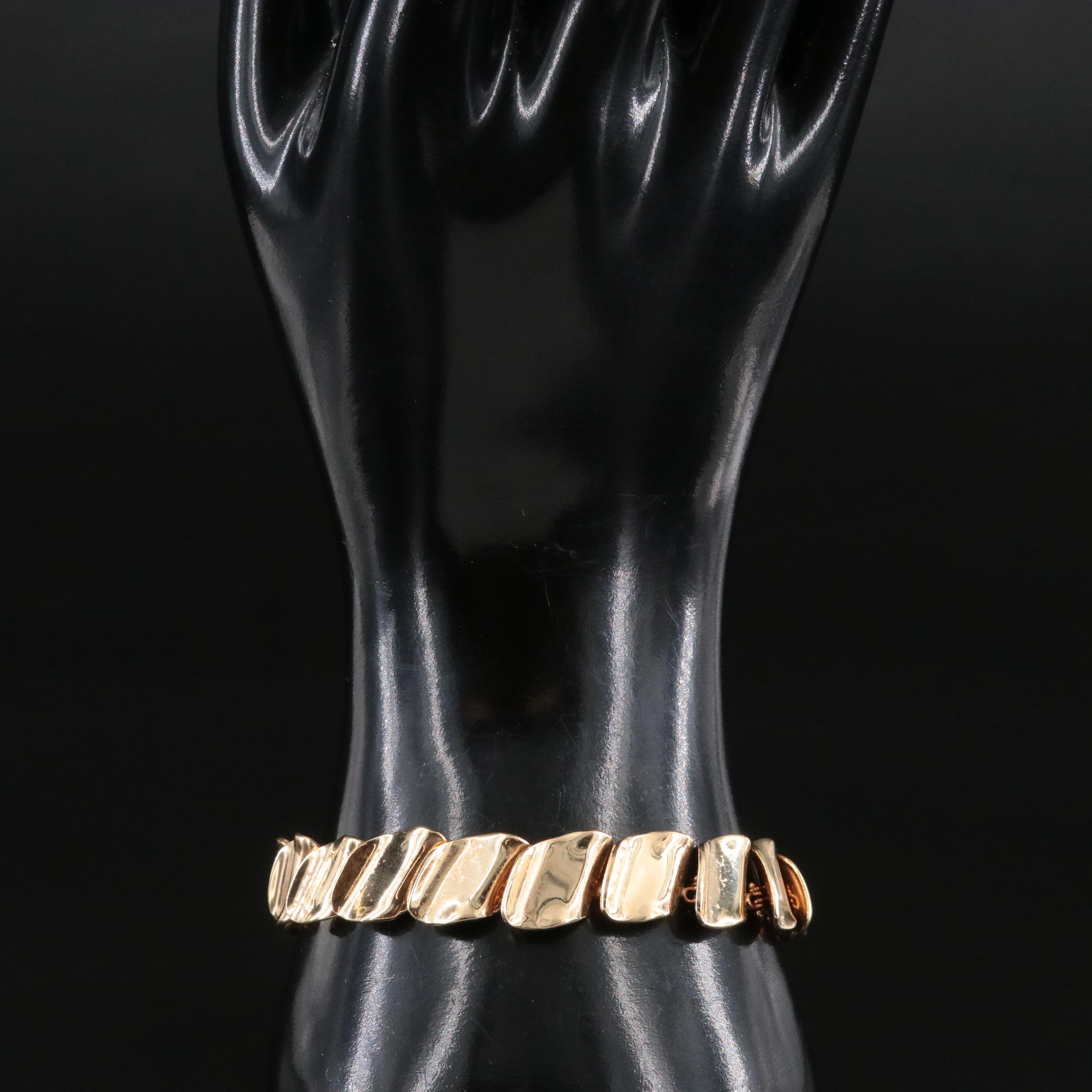 14K Wave Link Bracelet