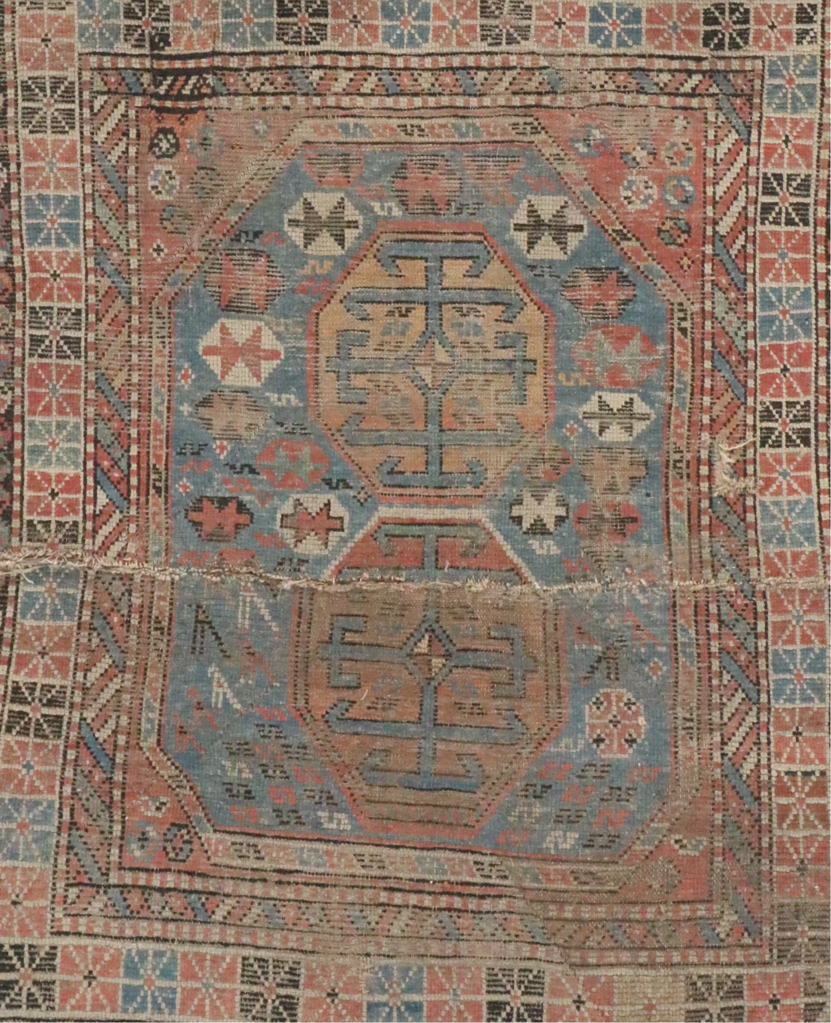 3'8 x 4'3 Hand-Knotted Caucasian Shirvan Area Rug, Semi-Antique